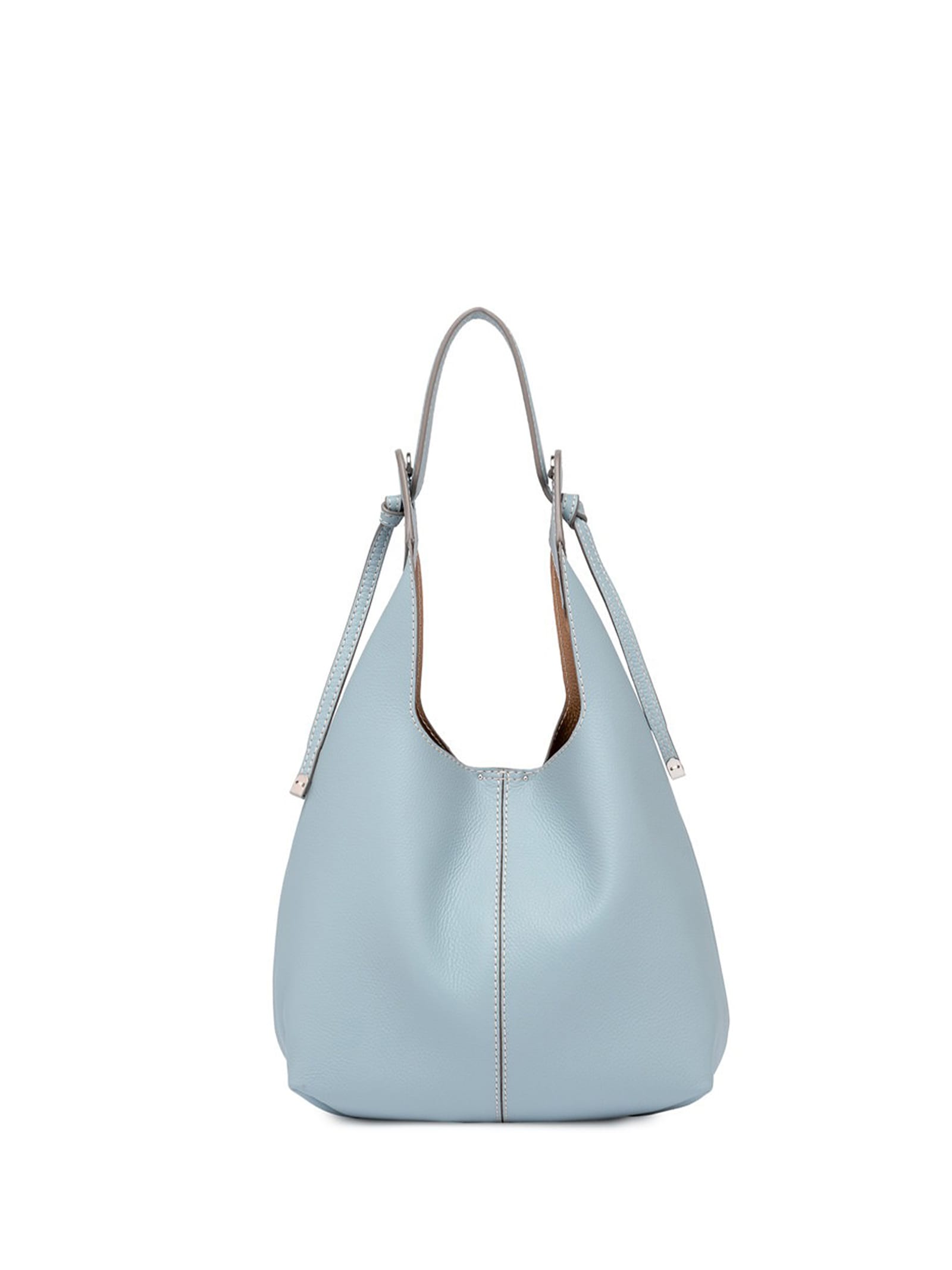 Shop Gianni Chiarini Light Blue Elsa Shoulder Bag In Matte Effect Leather In Artico-pecan