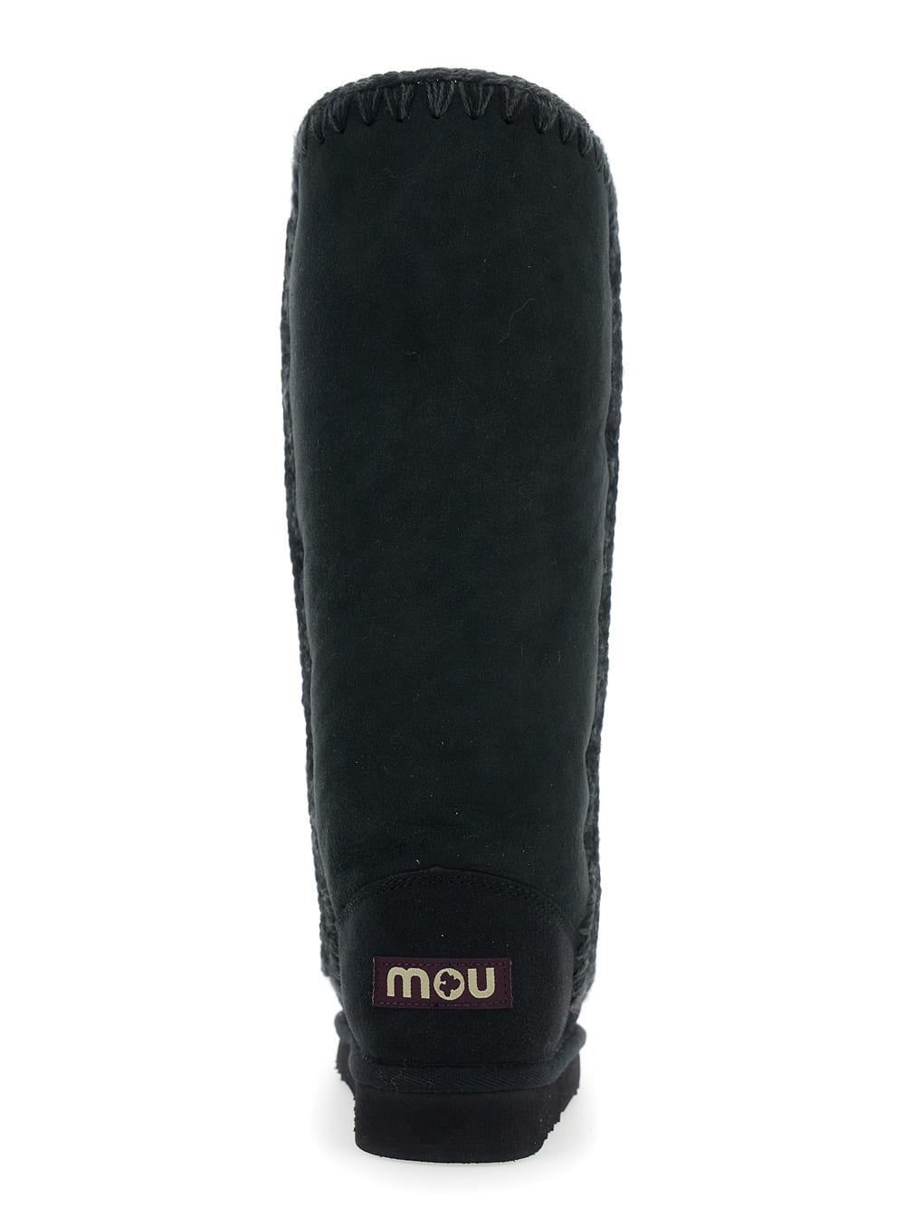 Mou Eskimo Black Boots With Braided Effect And Logo Patch On The Rear In Leather Woman In Black