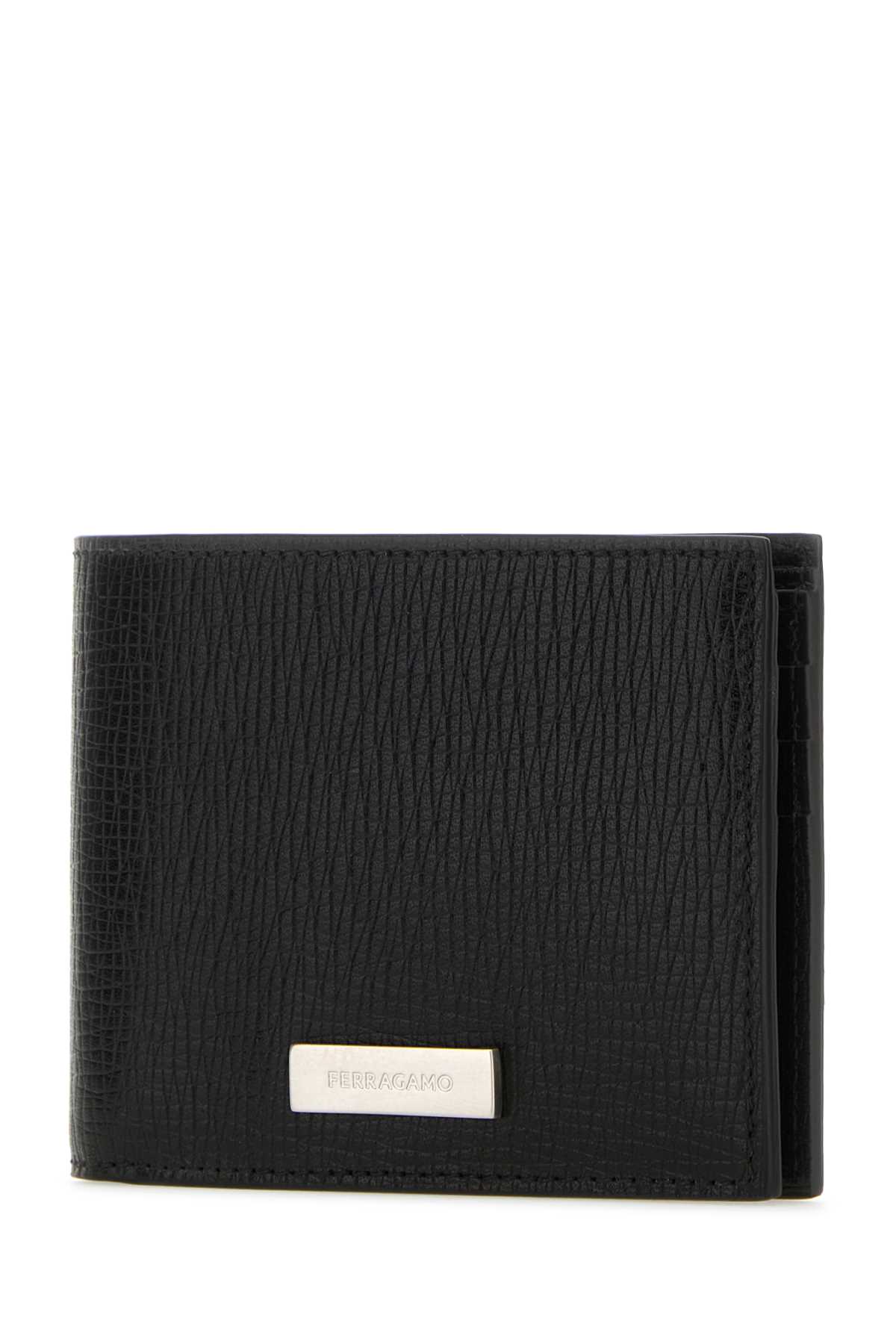 Ferragamo Black Leather Wallet In Neronero