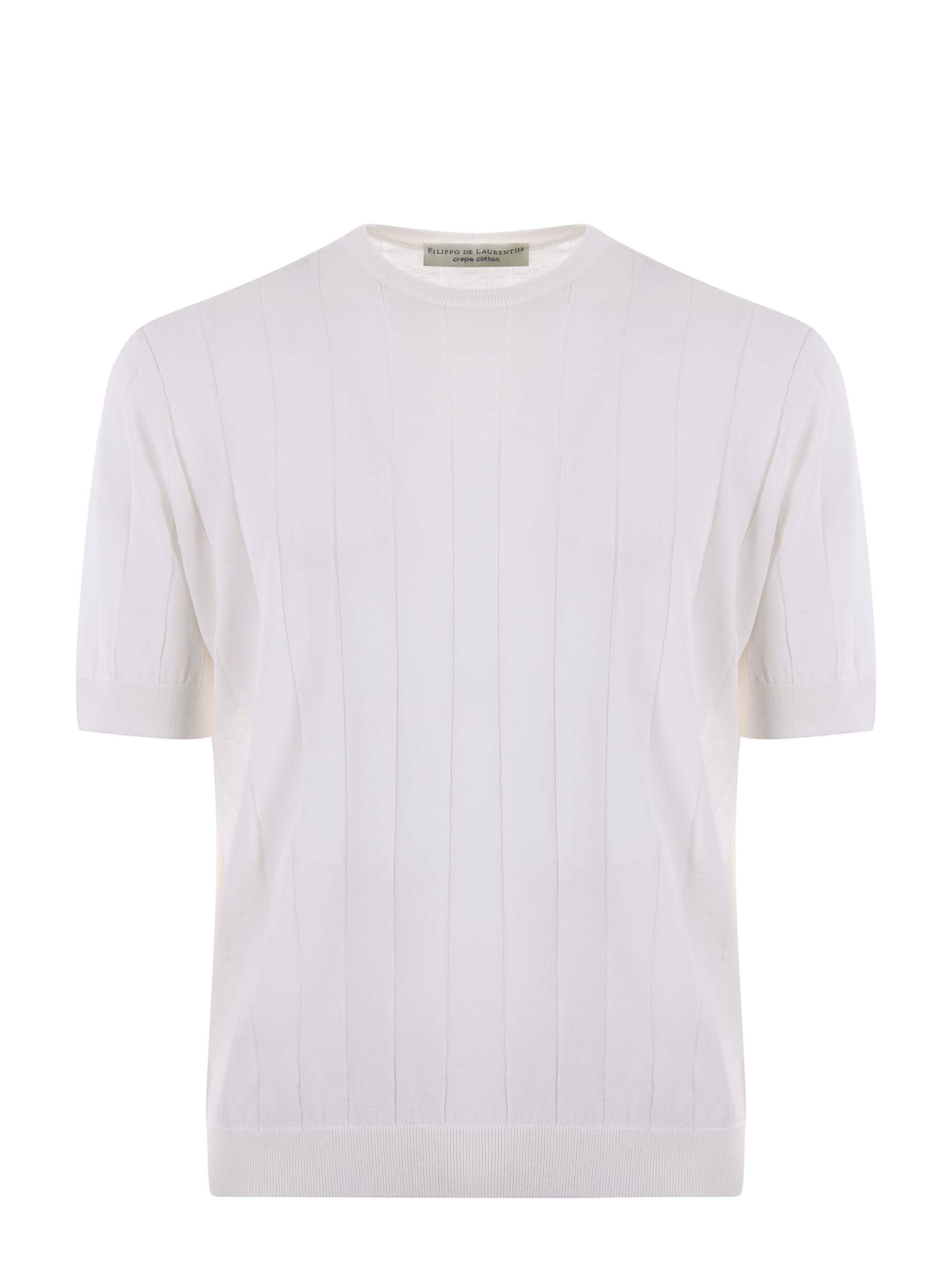 Shop Filippo De Laurentiis T-shirt In Cotton Thread In Bianco Latte