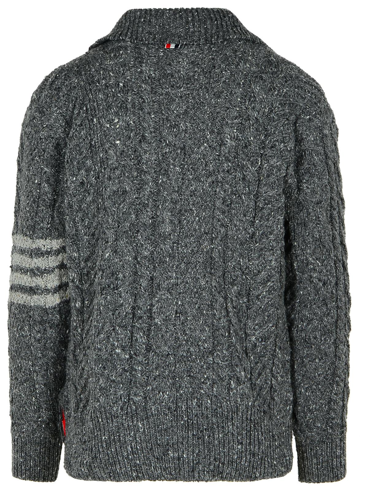 Shop Thom Browne 4-bar Grey Wool Blend Cardigan