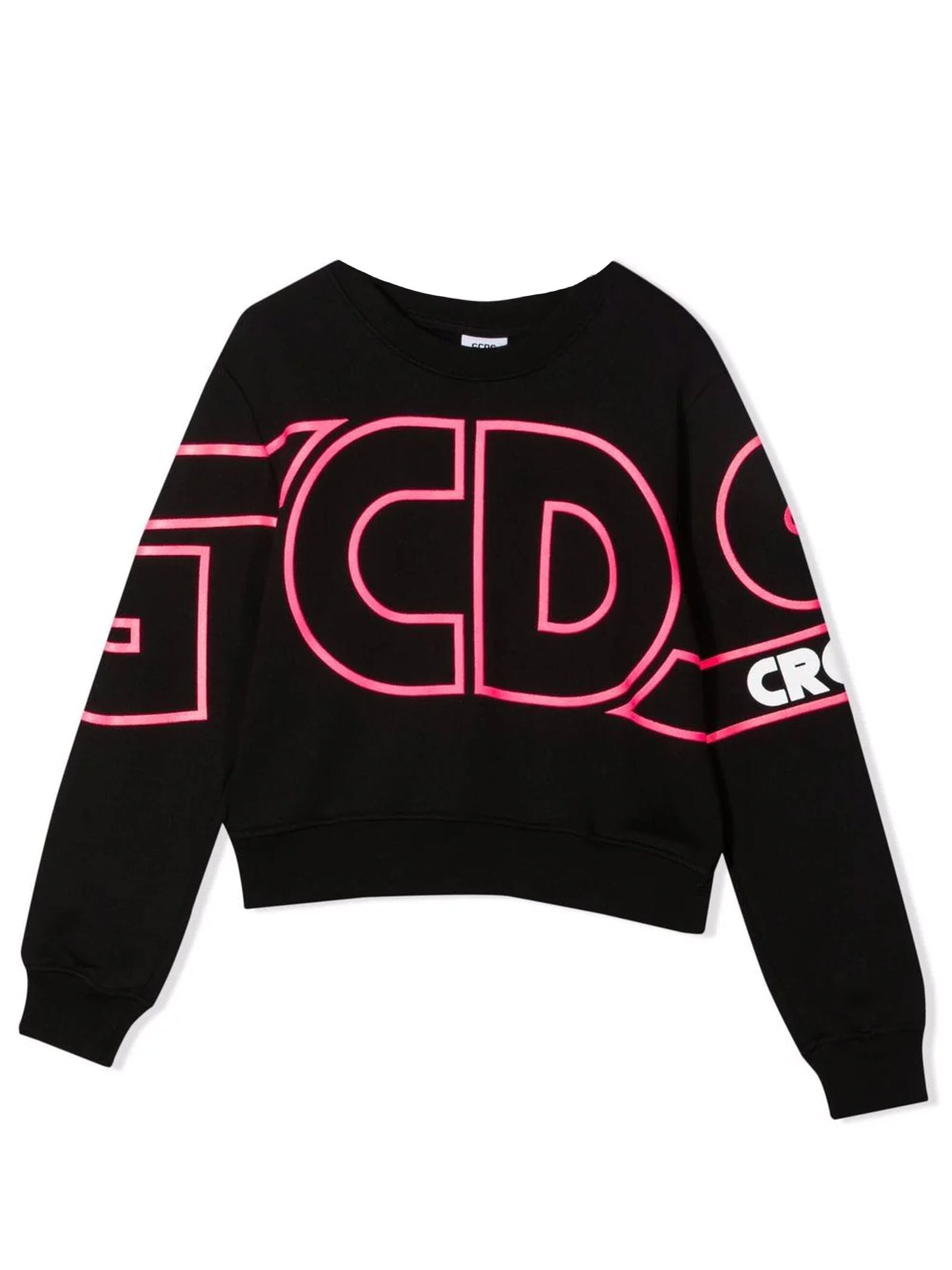 GCDS Mini Black Cotton Sweatshirt