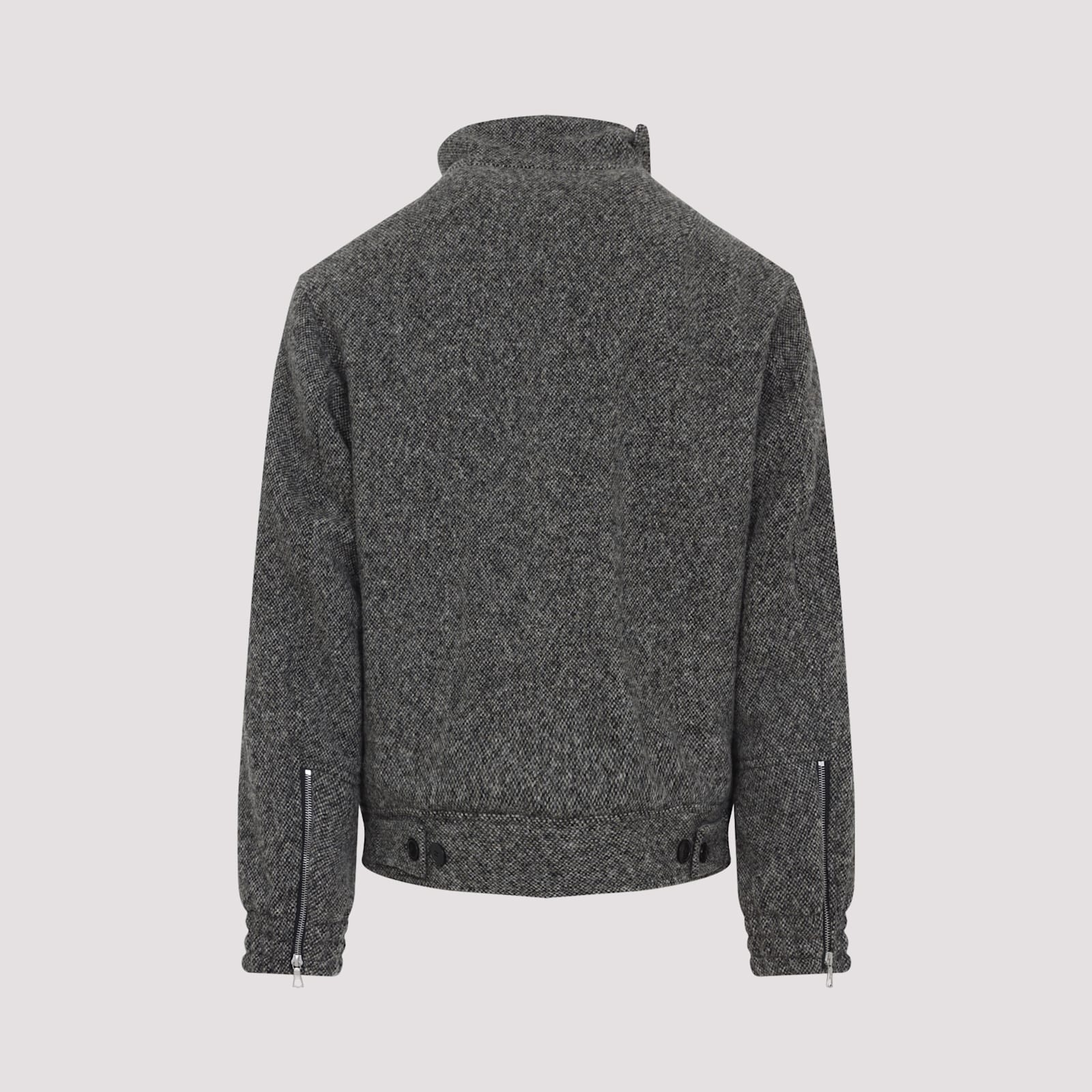 Dries Van Noten Patterned Wool Zip Jacket Front Pockets In Gray