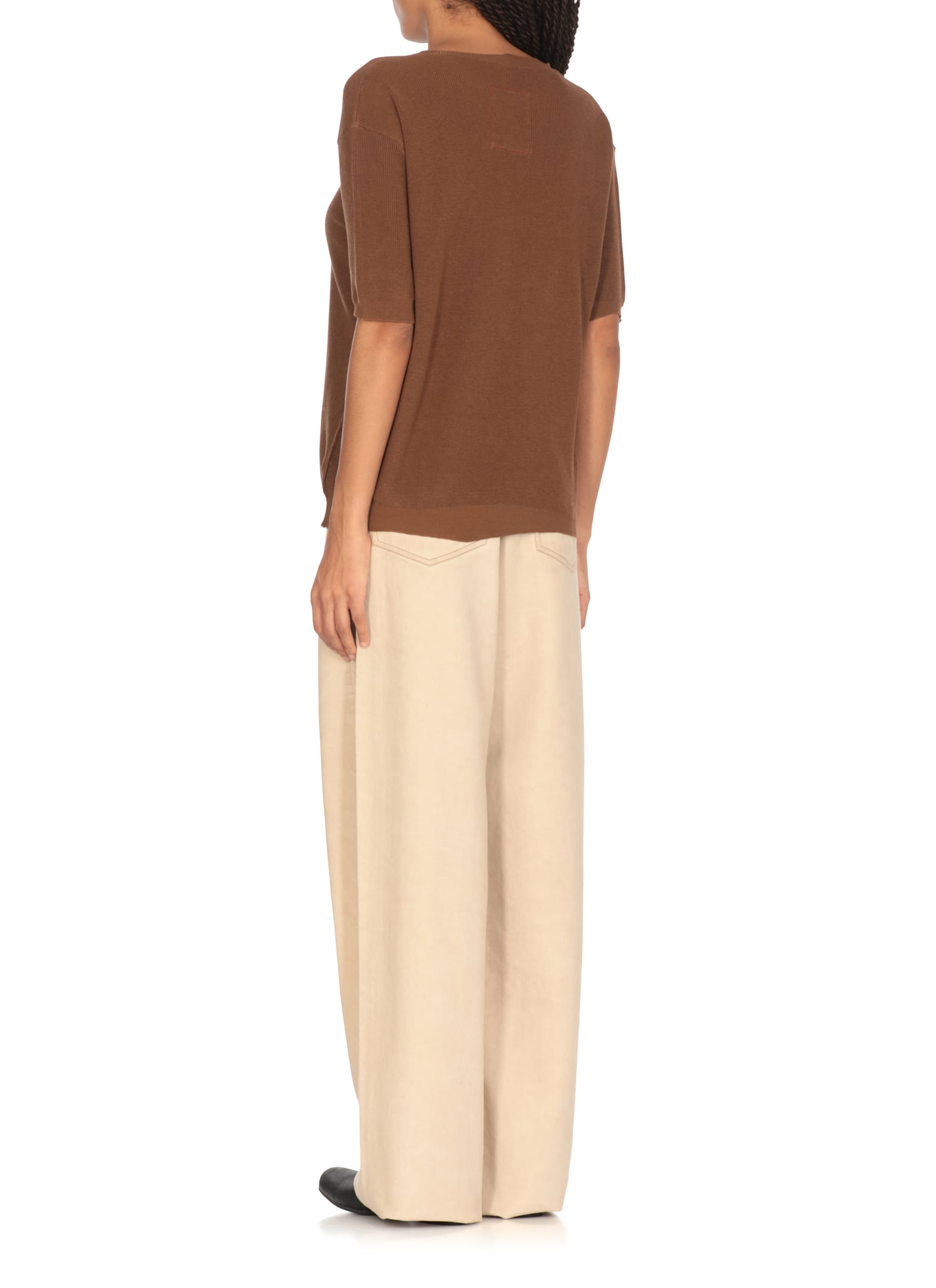 Uma Wang Ribbed Crewneck Knitwear Fringes