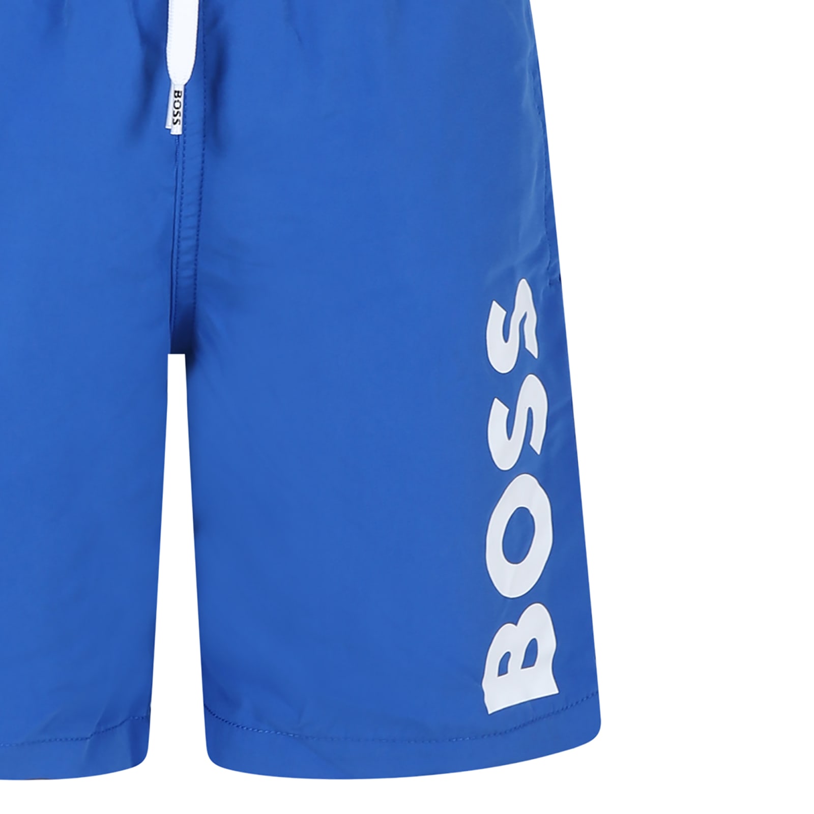 Hugo Boss Blue Swim Shorts For Boy With Logo In Blue