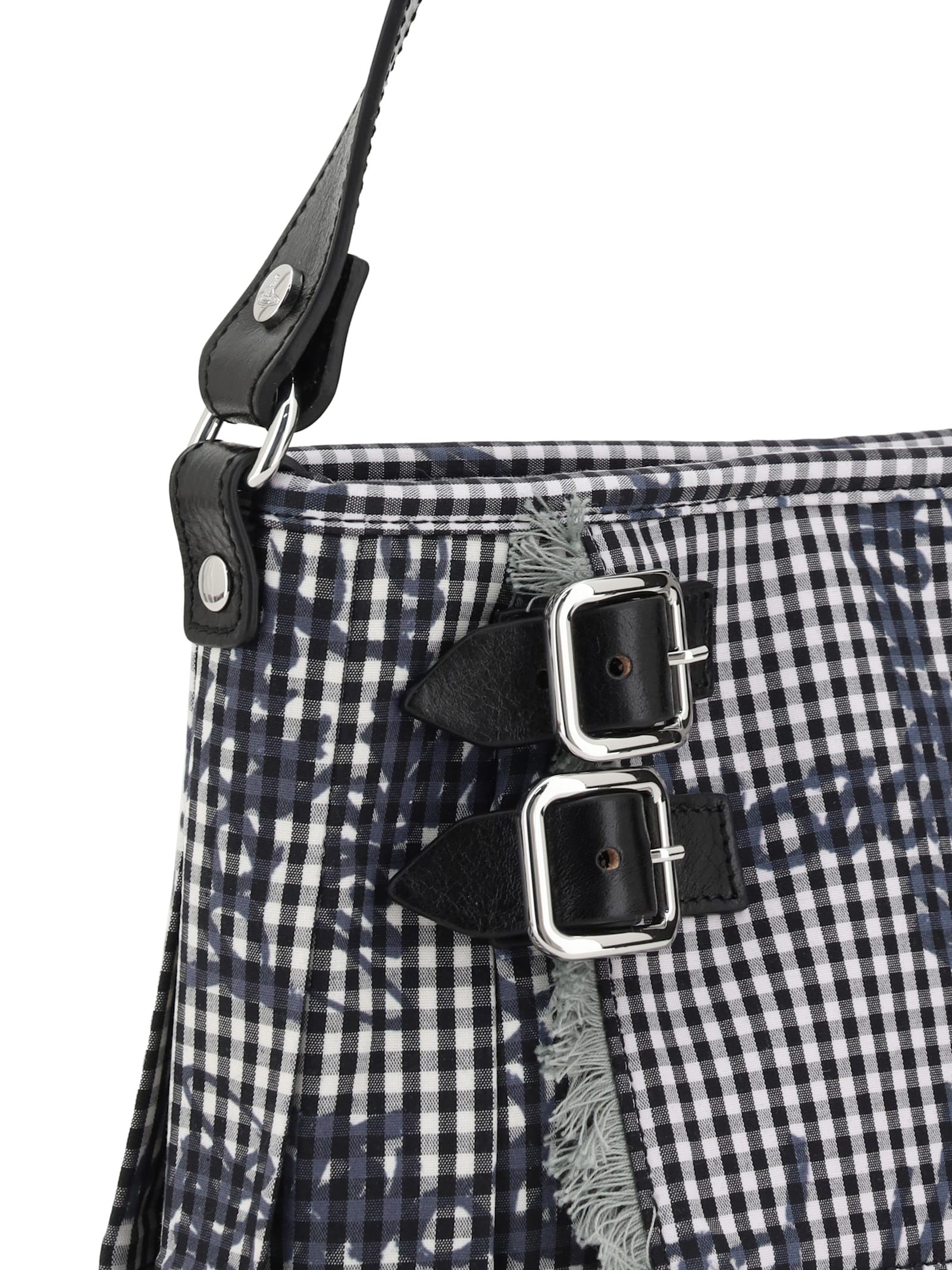 Vivienne Westwood Mens Gingham/vw Black Heather Cotton Shoulder Bag In Gingham/vw Black
