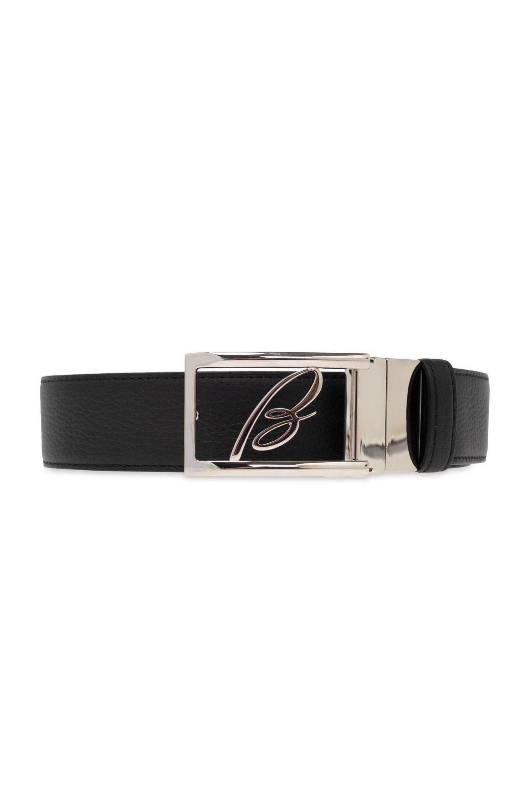 Brioni Signature Buckle Dress Belt In Black