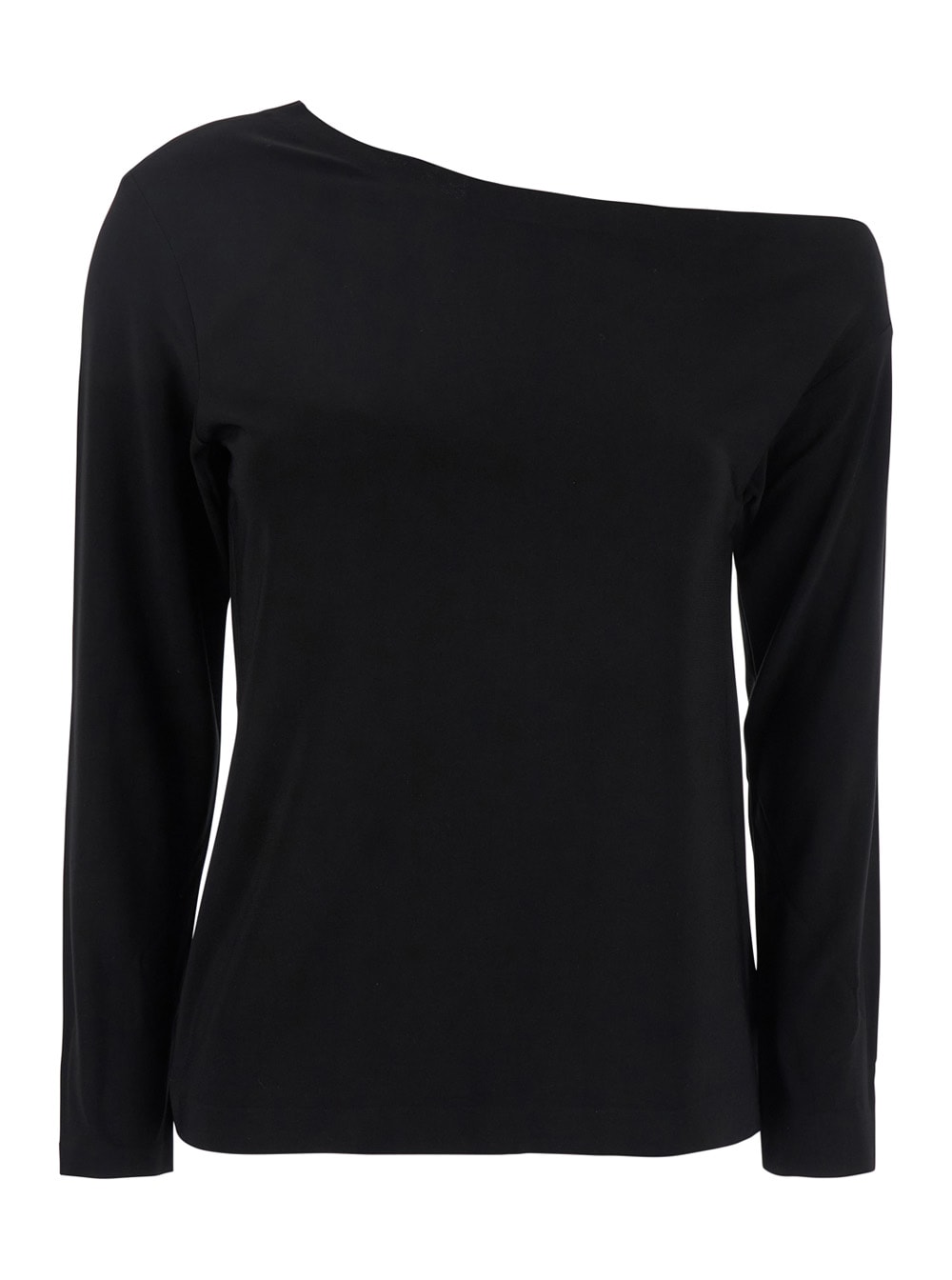 Black Off-shoulder Top In Tech Fabric Stretch Woman