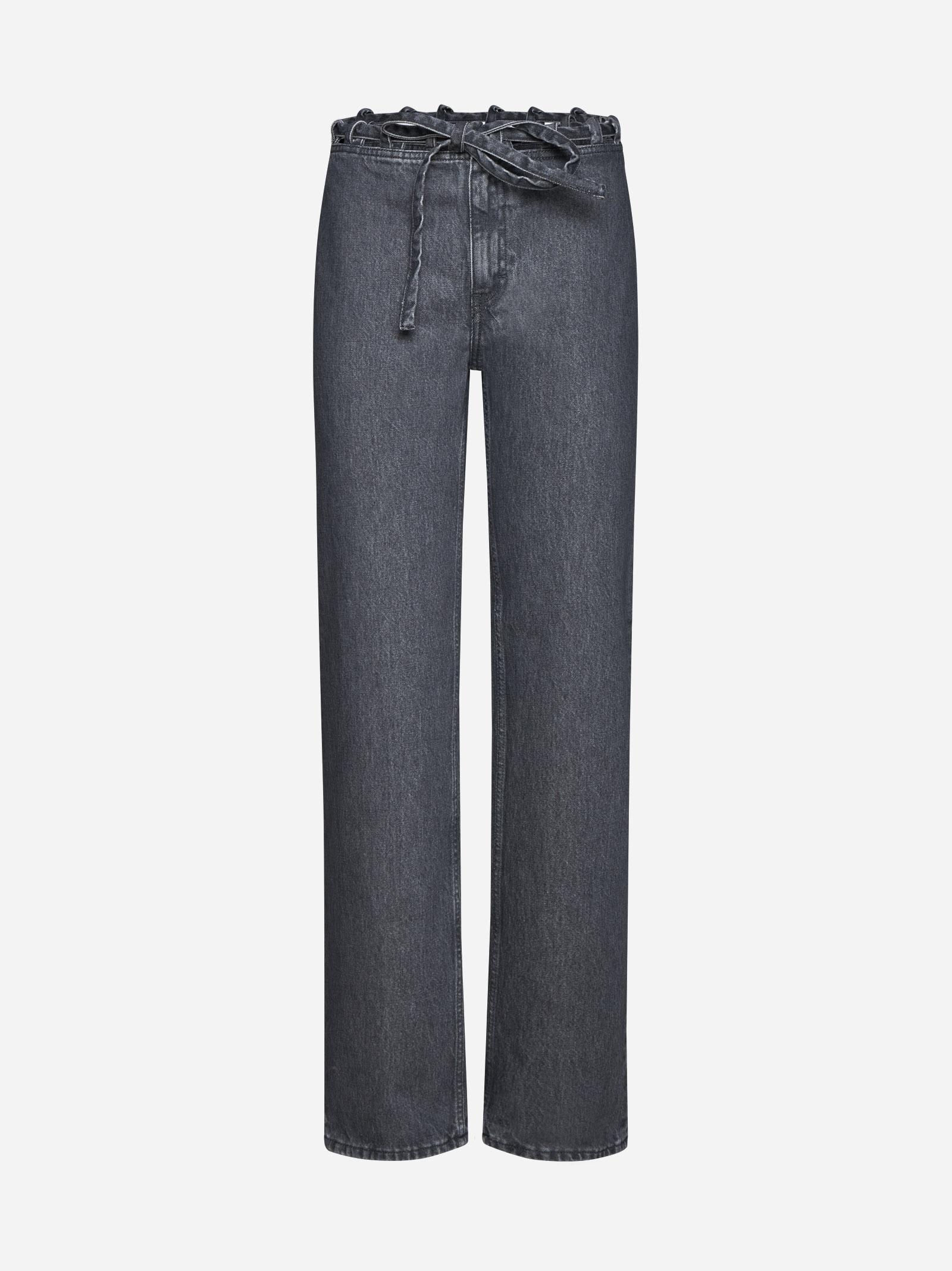 Shop Filippa K Lace Waist Jeans In Mid Grey W