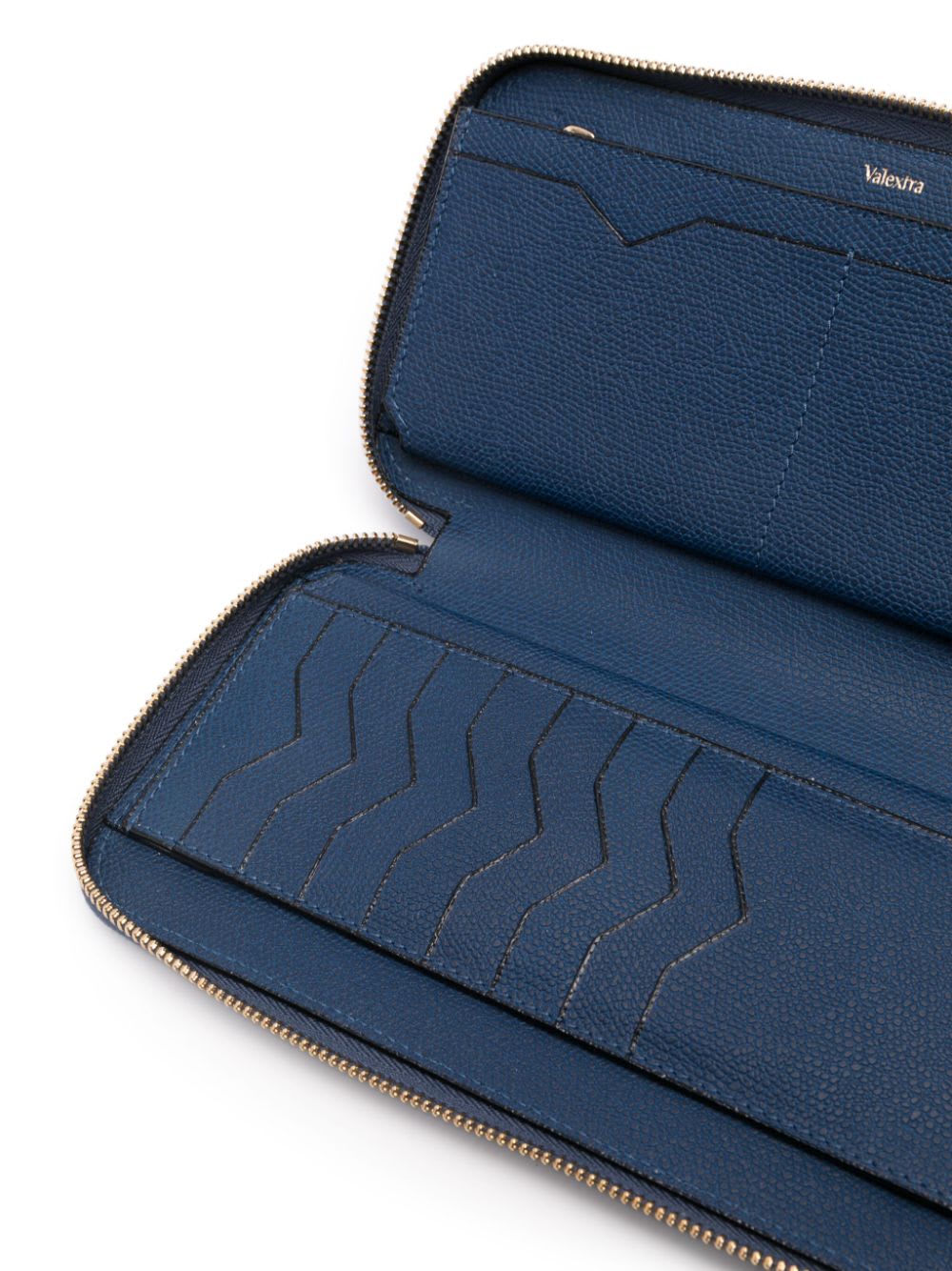 Valextra Leather Continental Wallet In Blue