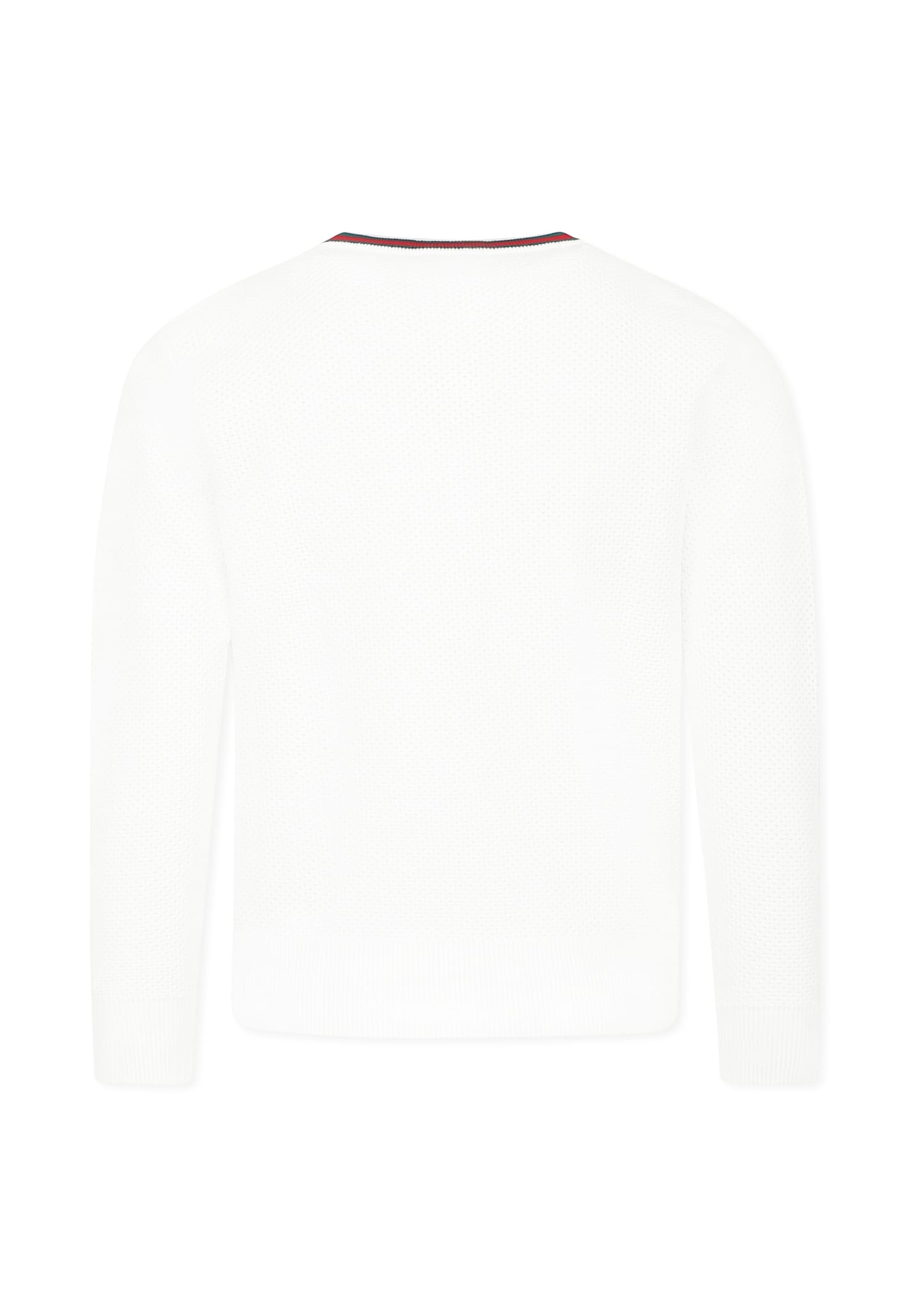 Gucci White Sweater For Kids With Web Detail In White