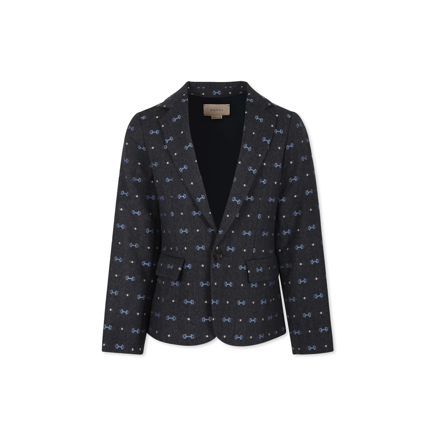 Gucci Kids' Grey Jacket For Boy With Horsebit In Black