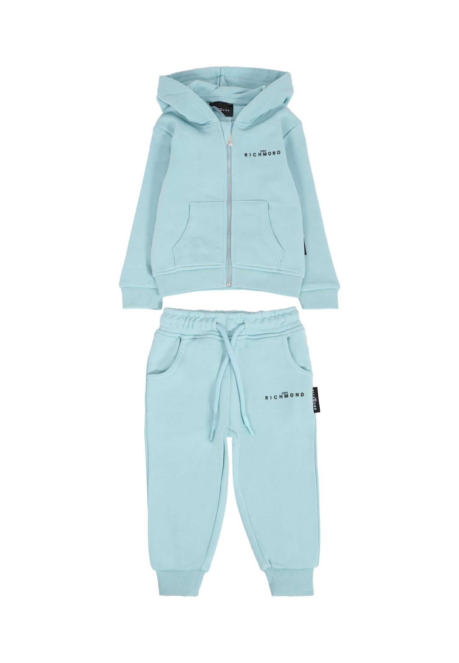 Richmond Light Blue Suit For Baby Boy With Logo In Blue