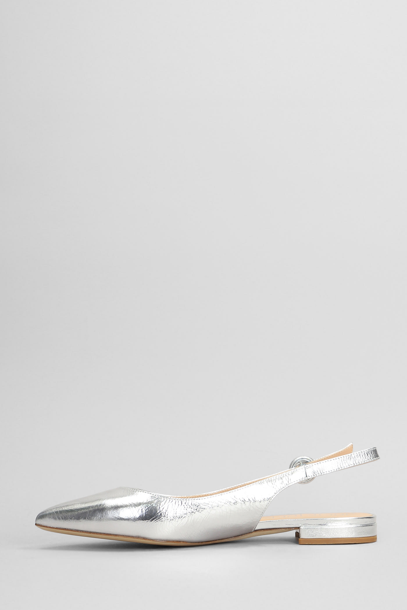 Julie Dee Ballet Flats In Silver Leather In Silver