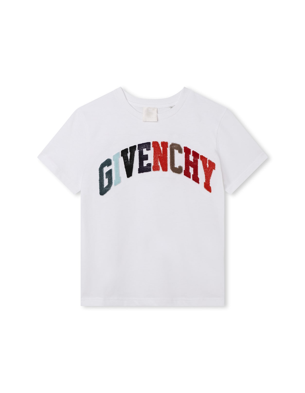 Givenchy Kids' White T-shirt With Multicoloured Signature