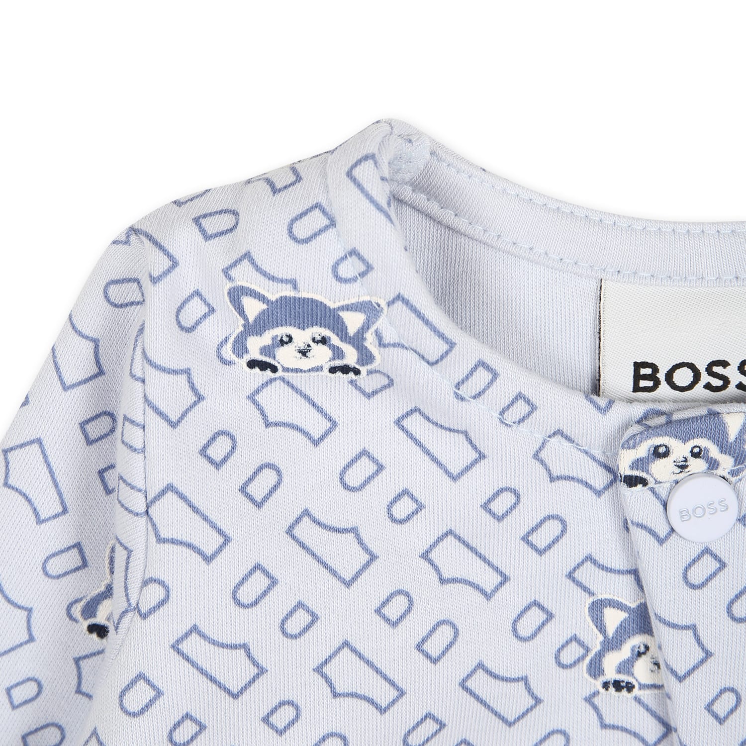 Hugo Boss Light Blue Babygrow Set For Baby Boy With Logo In Light Blue