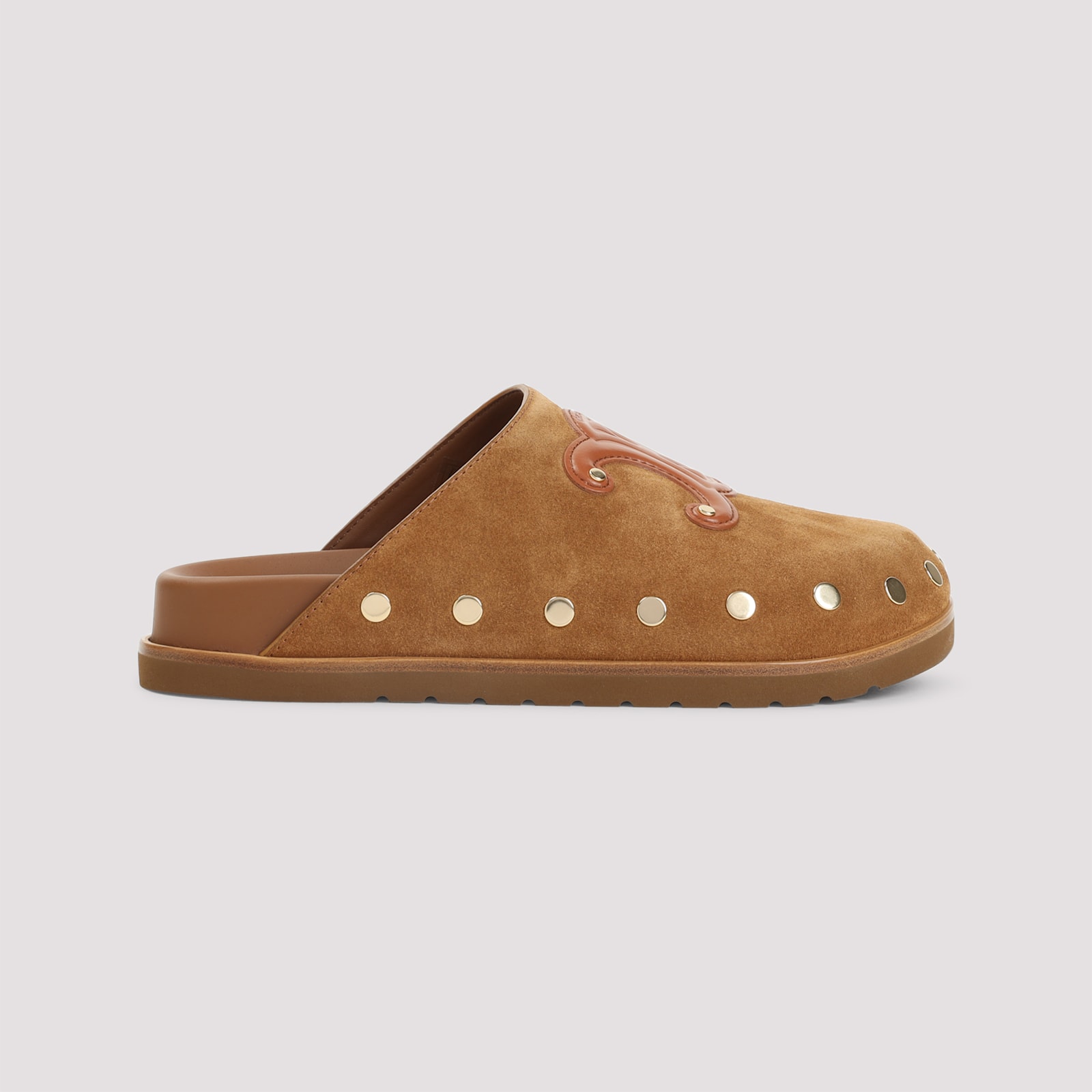 Celine Triomphe Wedge Mules Women In Brown