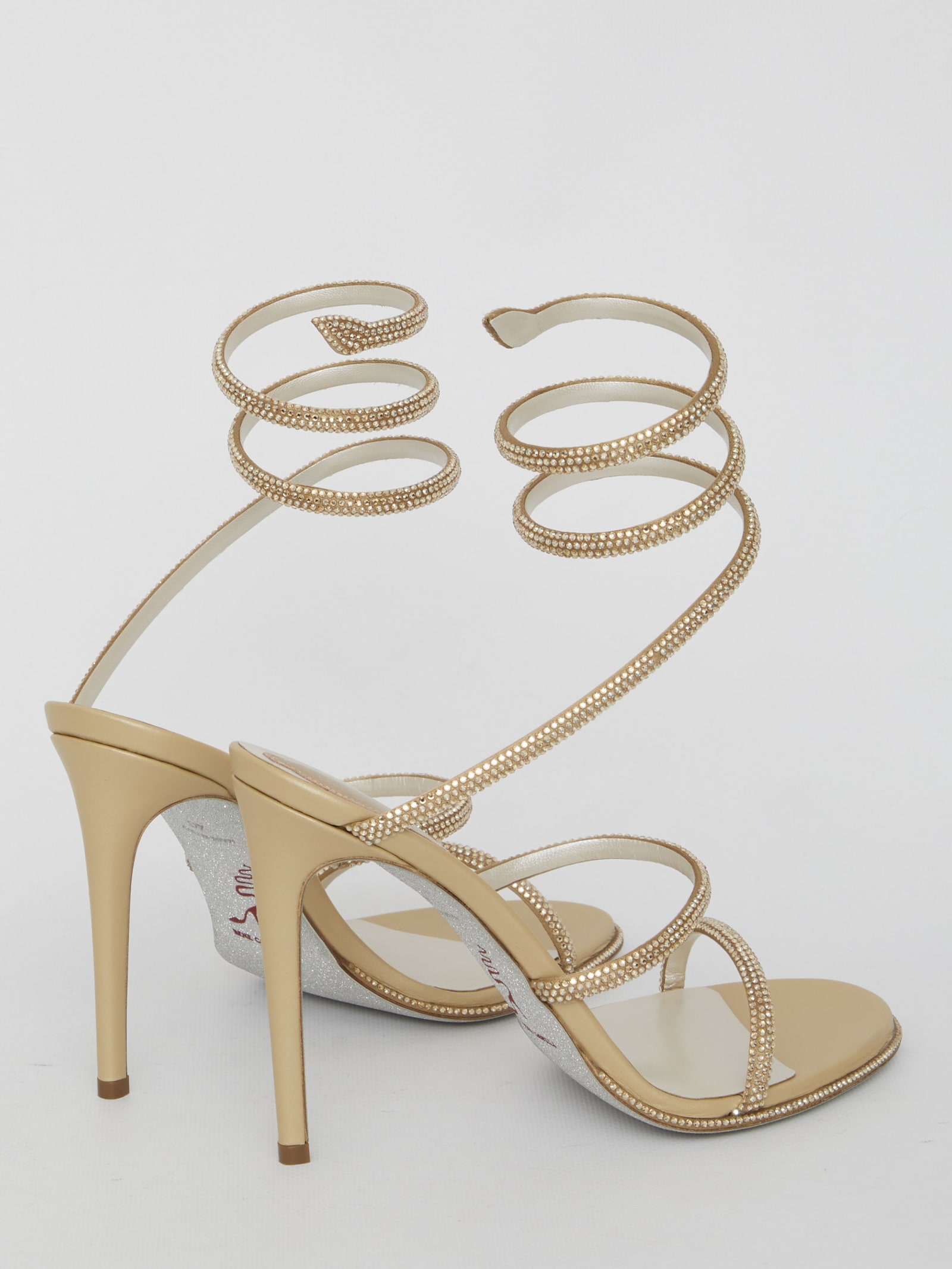 Shop René Caovilla Cleo 105 Sandals In Champagne