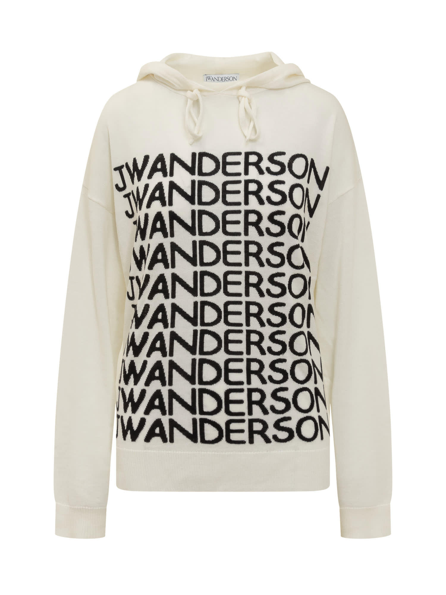Shop Jw Anderson Repeat Logo Hoodie In White/black