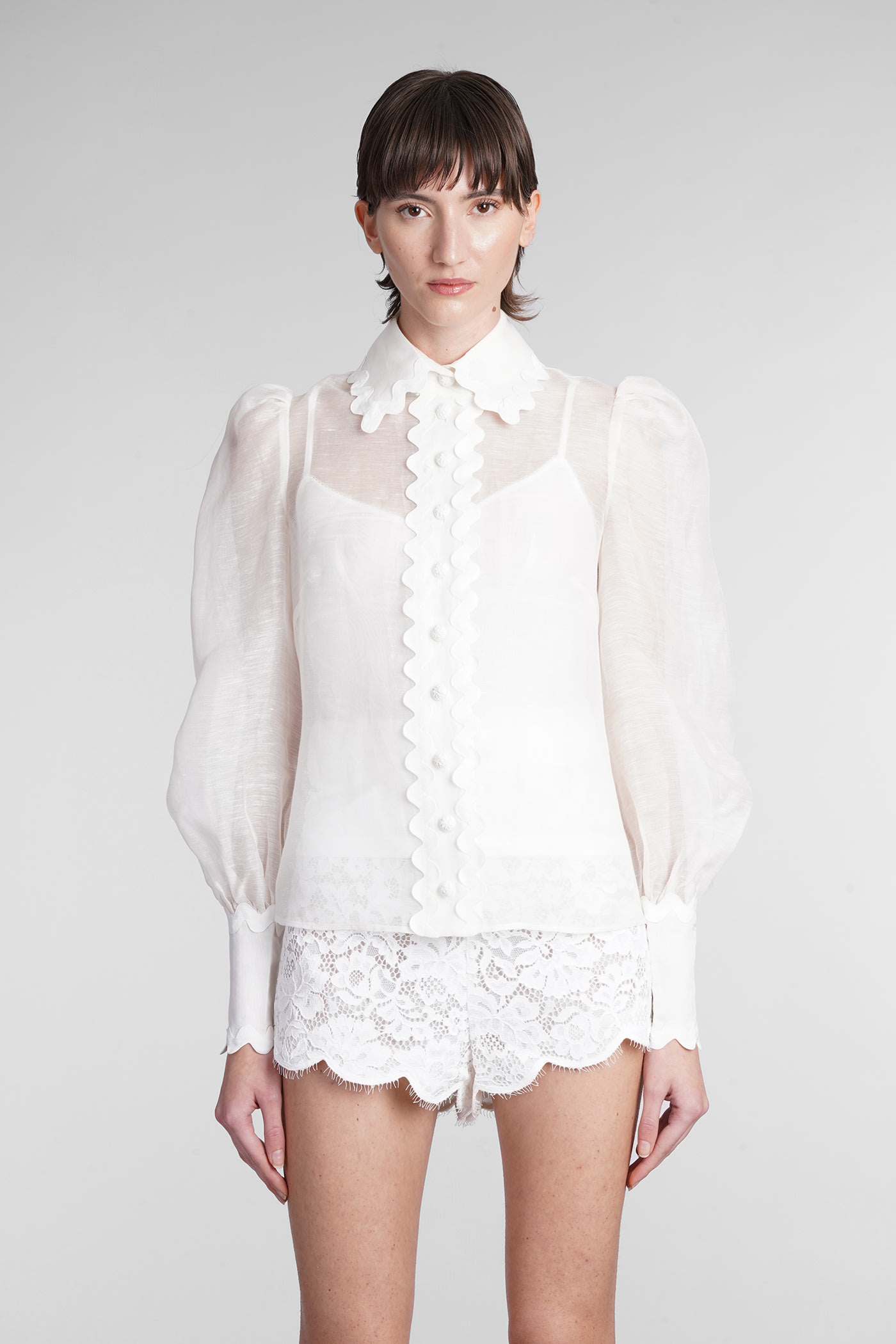 Zimmermann Shirt In White Linen | ModeSens