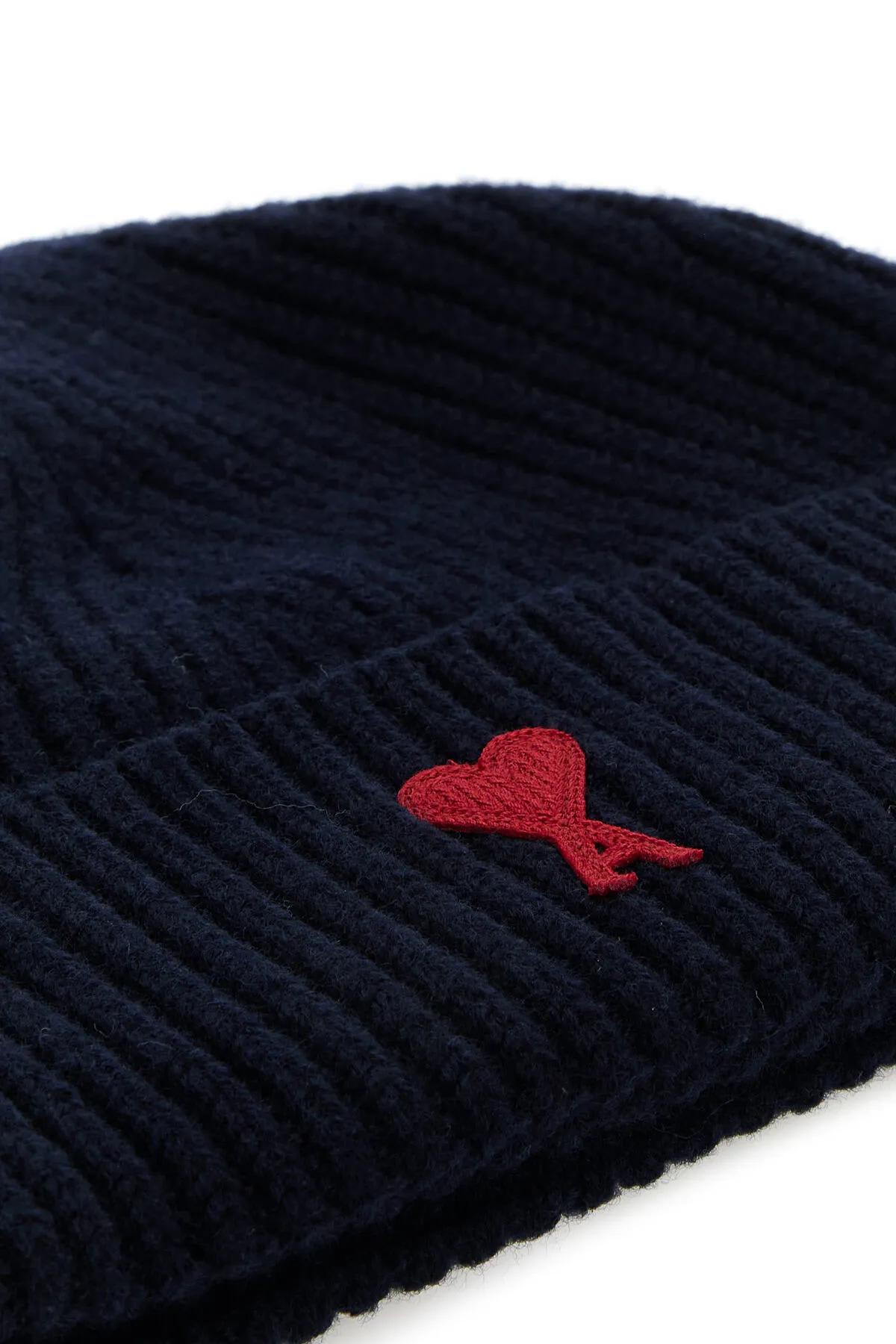 Shop Ami Alexandre Mattiussi Adc Beanie In Navy/red