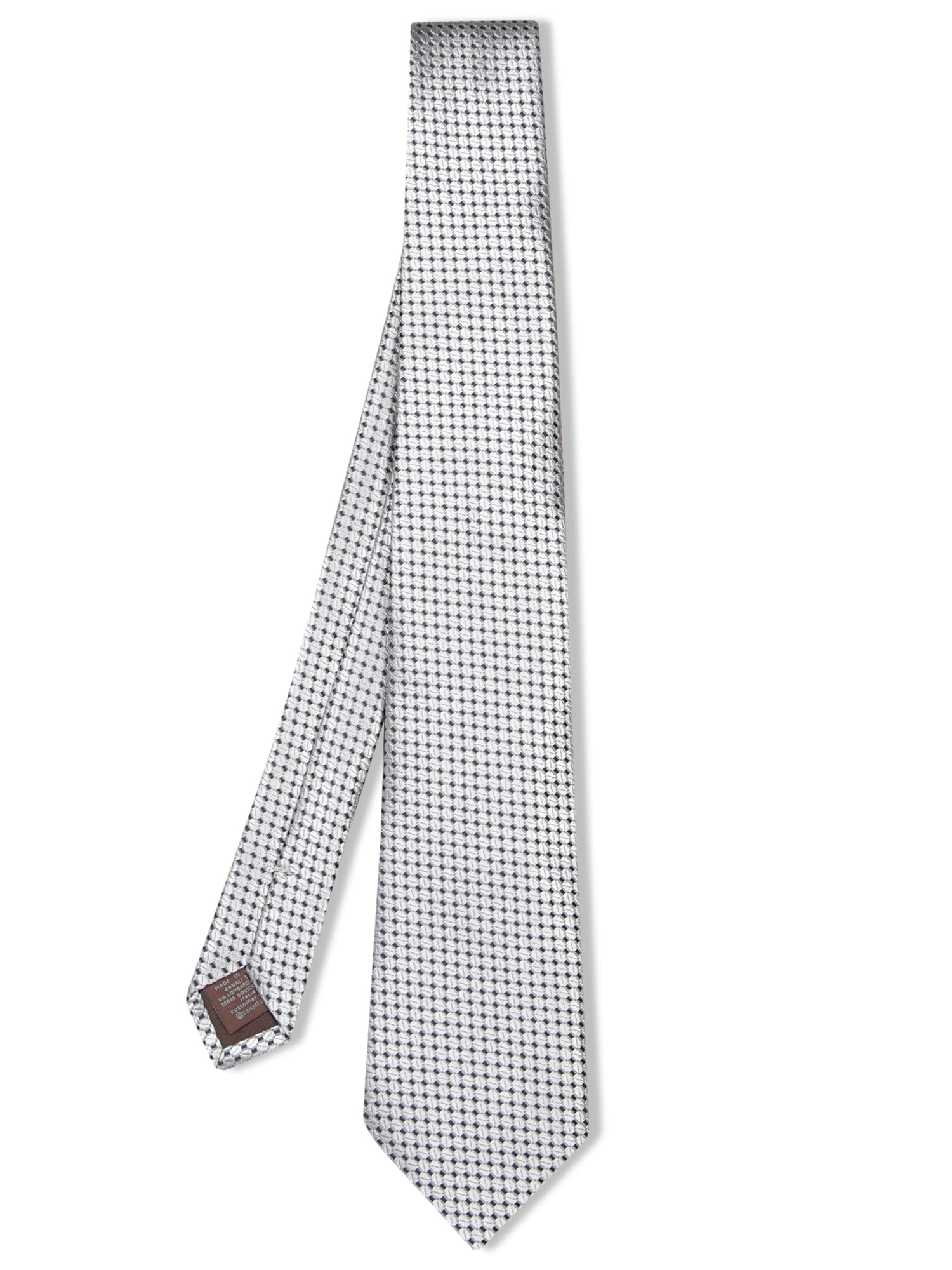 Canali Mini Geometric Pattern Black/grey Tie In Grey