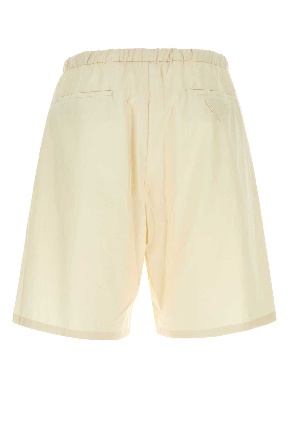 Shop Prada Passtel Yellow Cotton Bermuda Shorts In Naturale