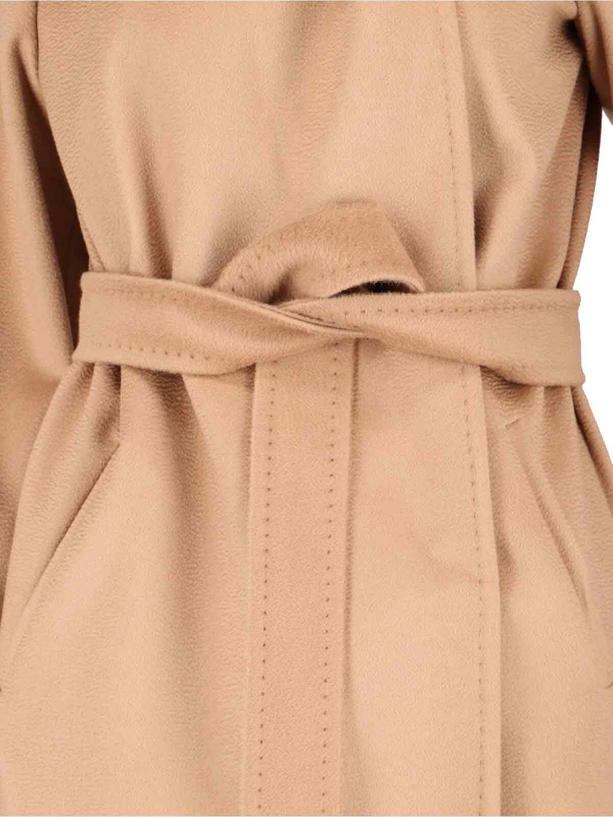 Max Mara Belted Waist Hooded Jacket Pockets In Brown