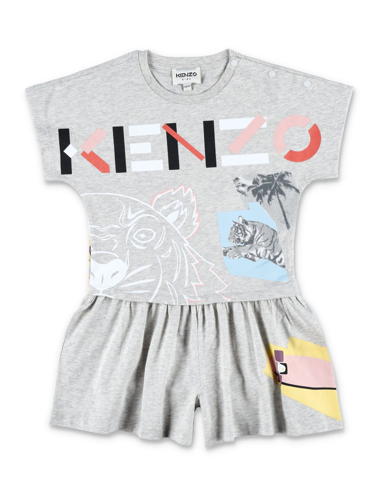 Kenzo Kids Tiger And Logo Print Jumpsuit
