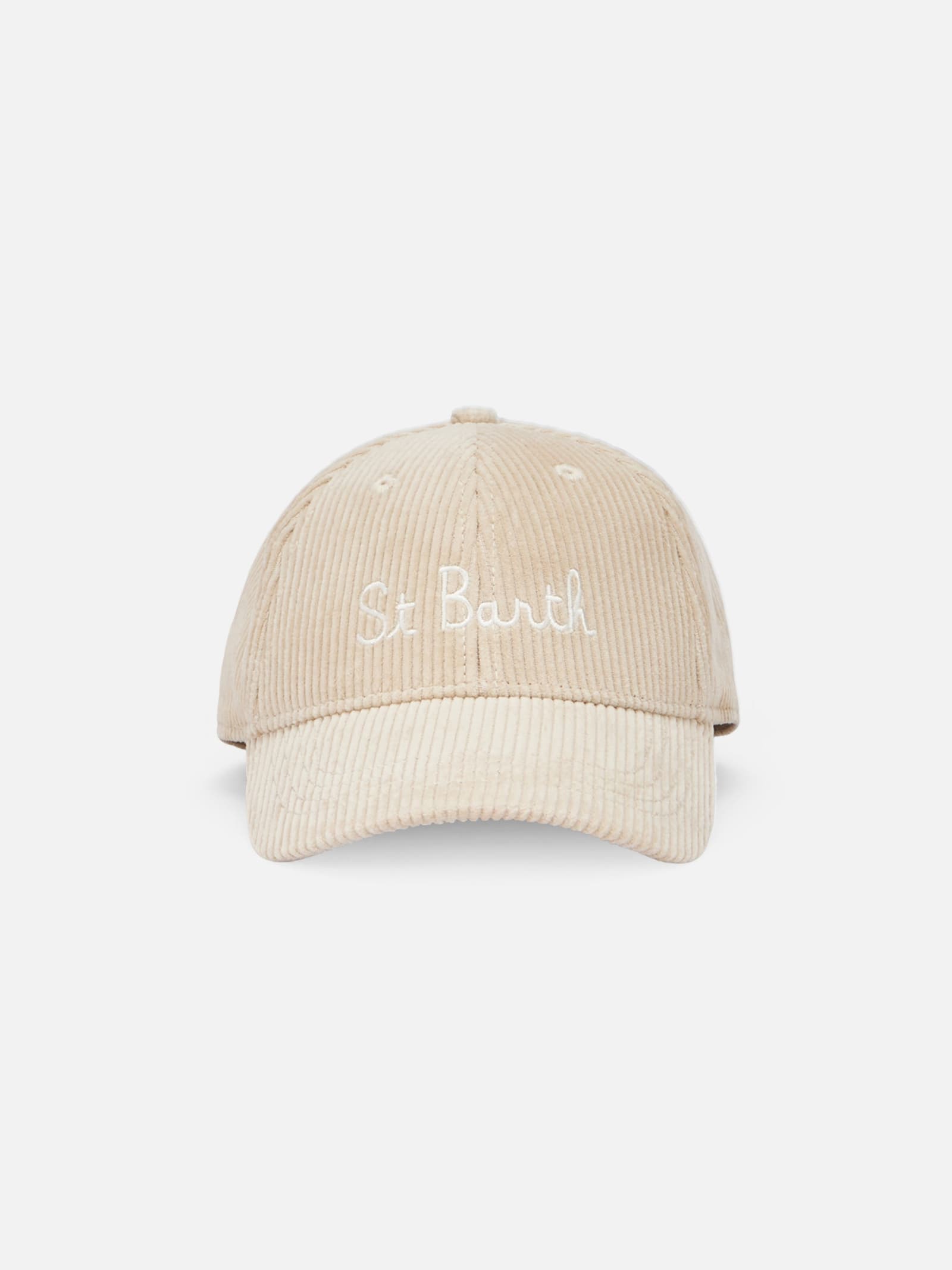Woman Corduroy Baseball Cap With St. Barth Embroidery