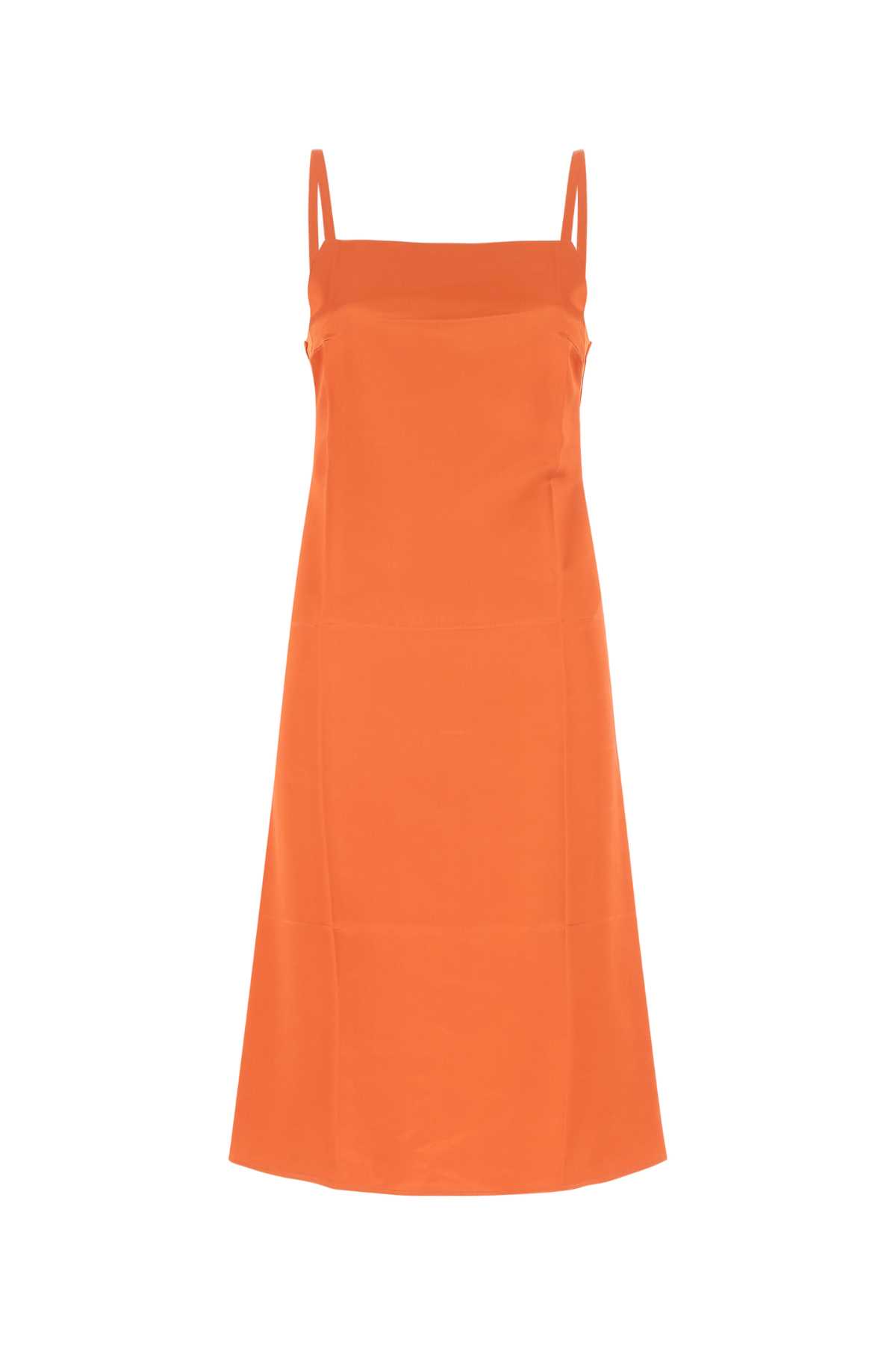 Shop Loewe Orange Satin Dress In Brightorange