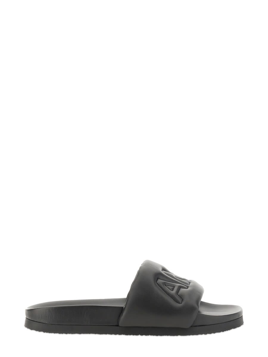 Shop Ambush Leather Slide Sandal In Black