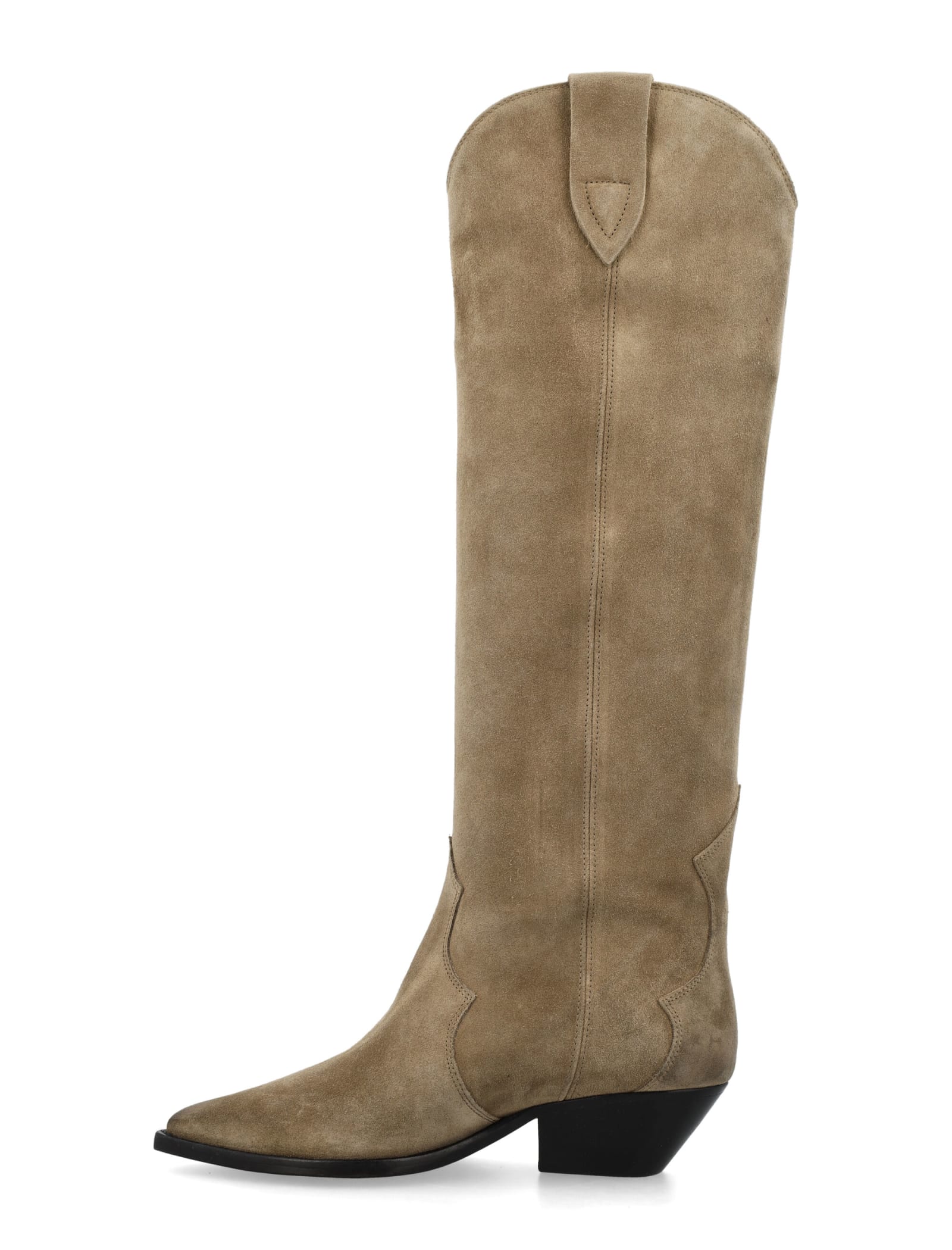 Shop Isabel Marant Denvee Suede Cowboy Boots In Dove Grey