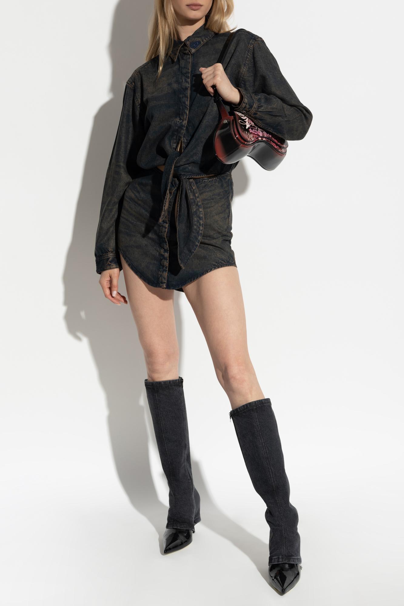 Diesel Denim-inspired Mini Dress With Button-down Front In Multi