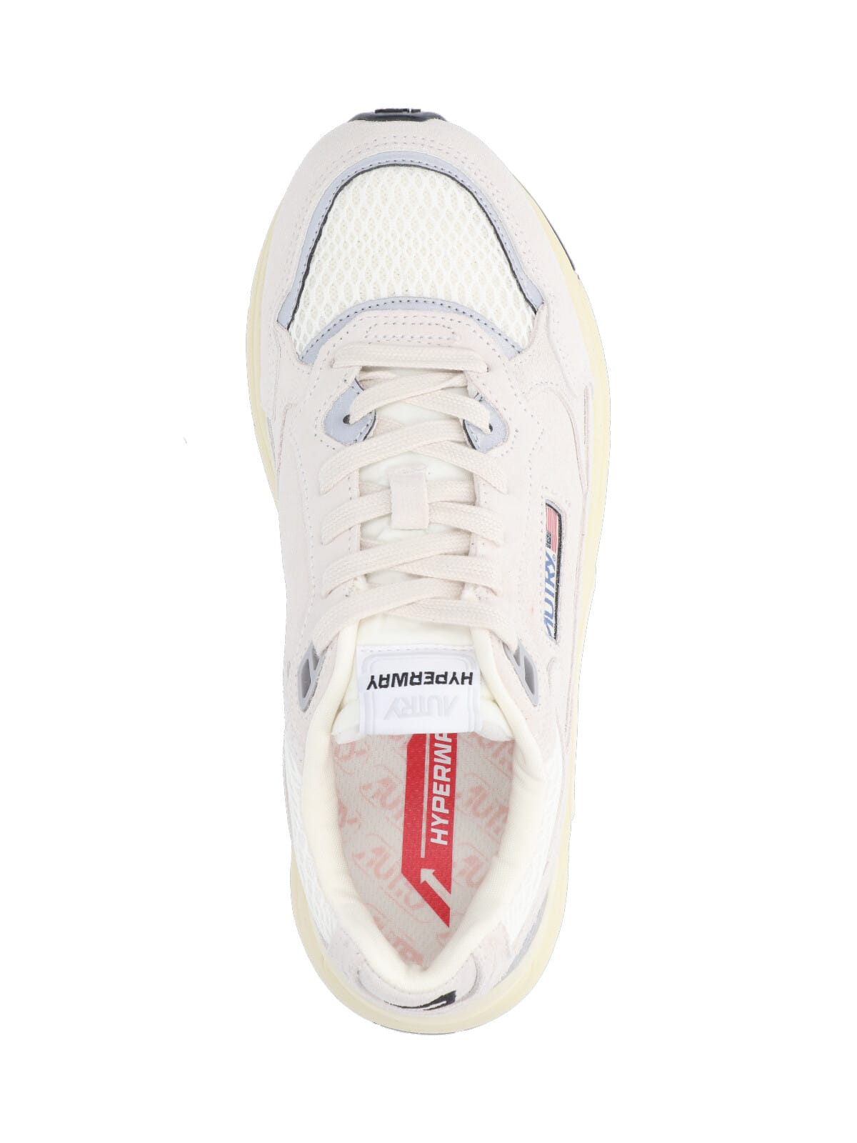 Autry Hyperway Mesh And Metallic Leather-trimmed Suede Sneakers In White