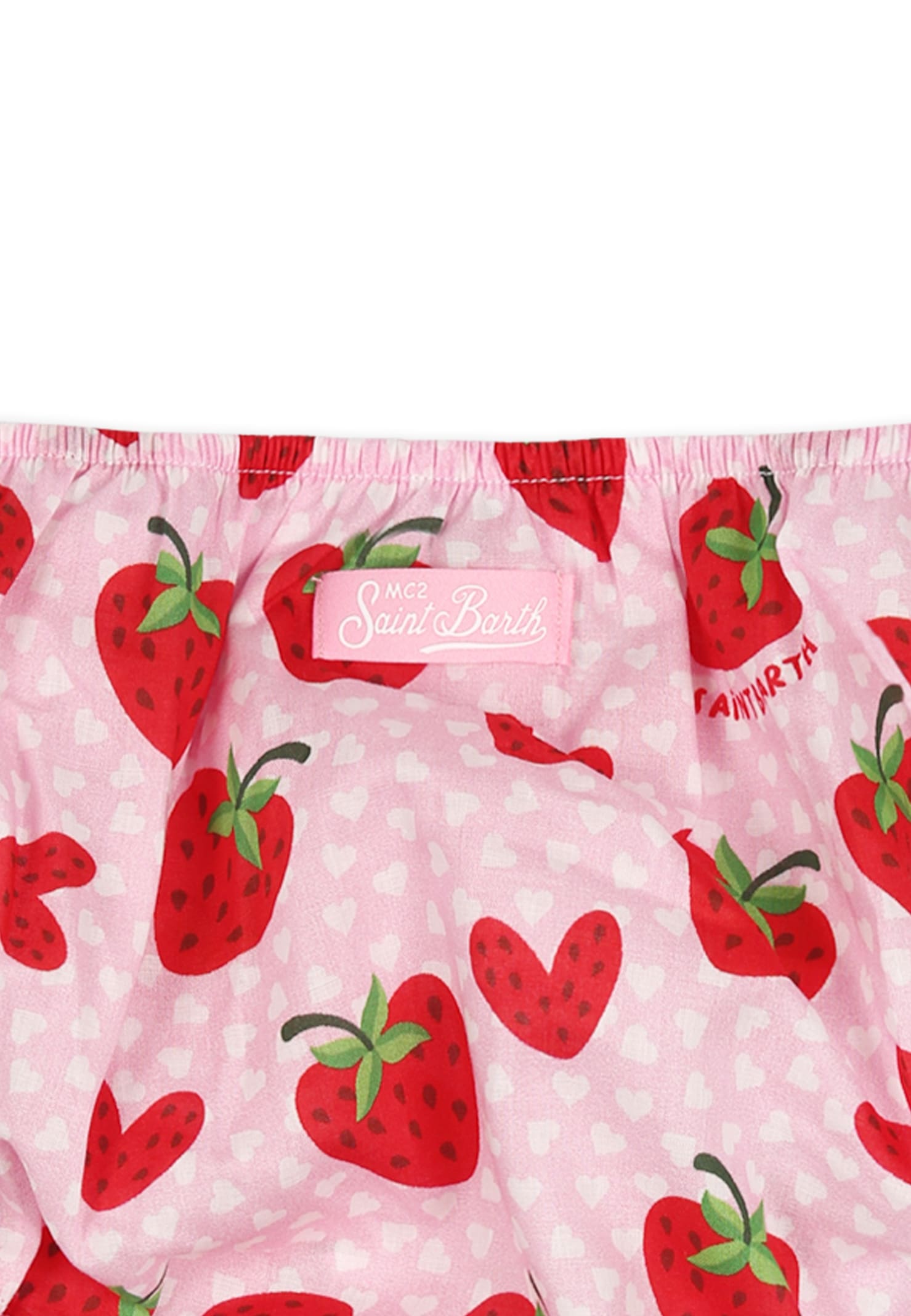 Mc2 Saint Barth Pink Briefs For Baby Girl With Strawberry Print In Pink