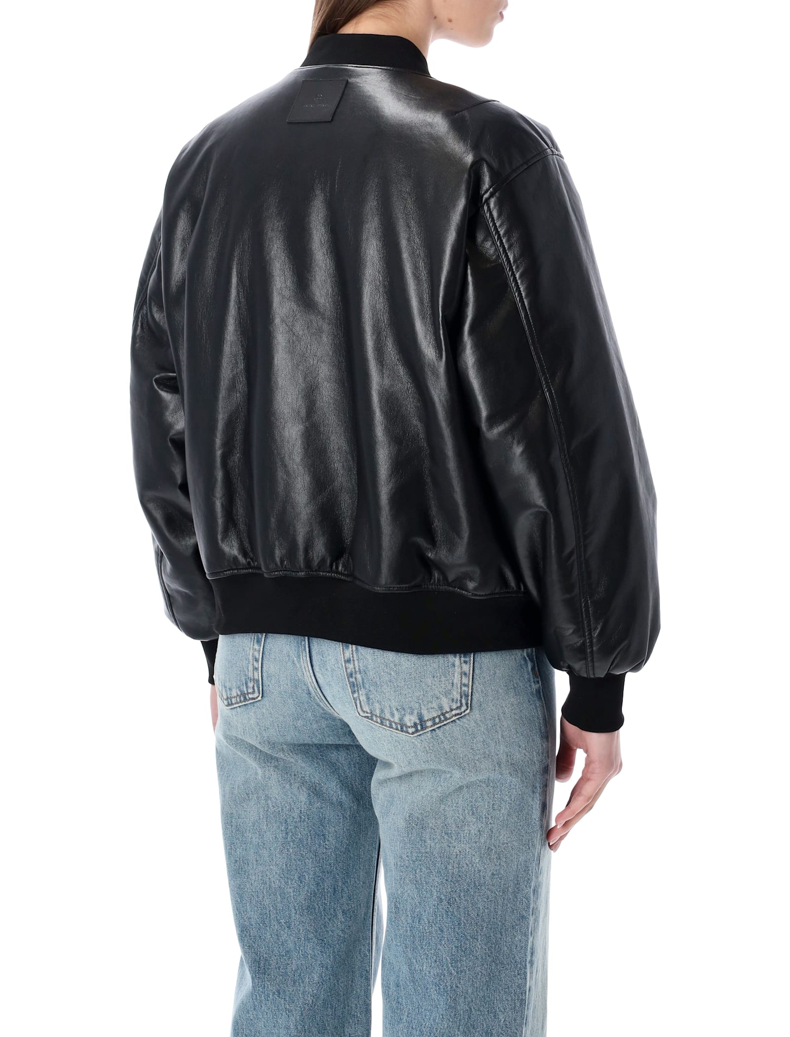Anine Bing Leon Leather Bomber Jacket  In Black