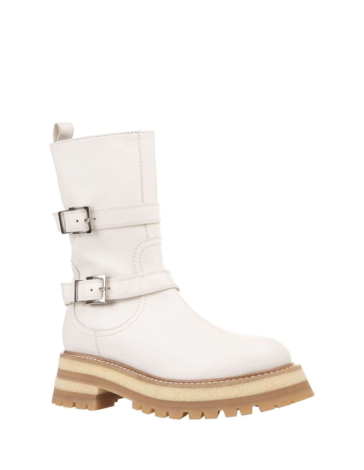 Shop Ermanno Scervino Bikers In White Leather With Straps