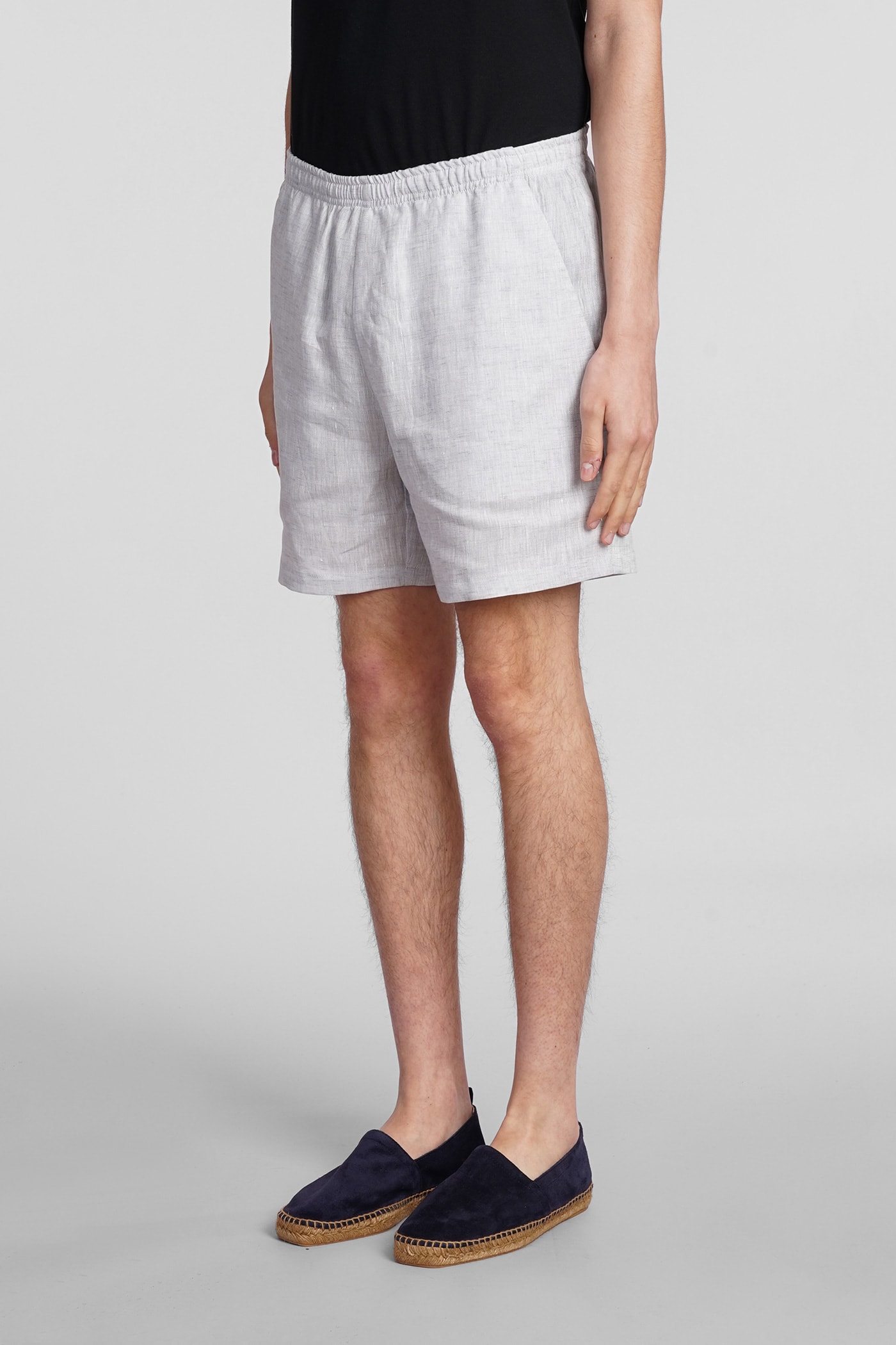 Shop Holy Caftan Bill Sd Shorts In Grey Linen