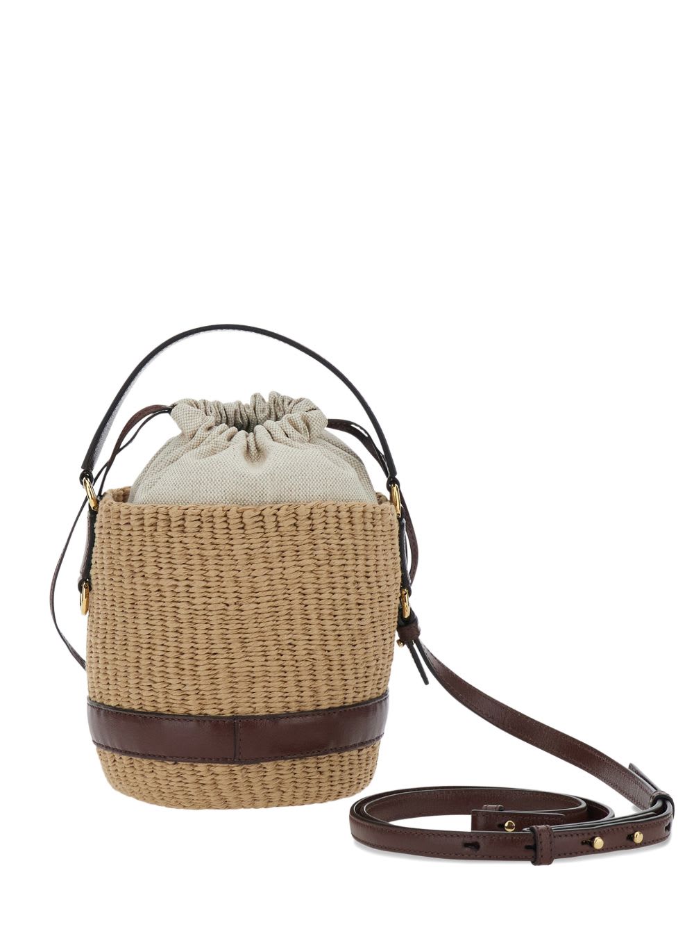 Chloé Charms Rafia Bucket Bag In Sand