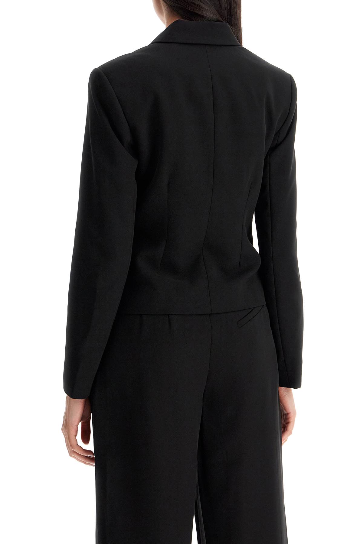 Shop Ganni Short Lightweight Twill Blazer In Black