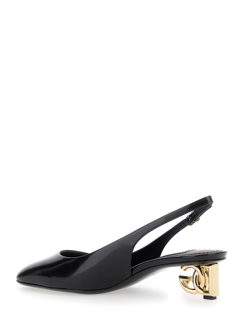 Dolce & Gabbana Black Décolleté With Dg Logo On The Heel In Black