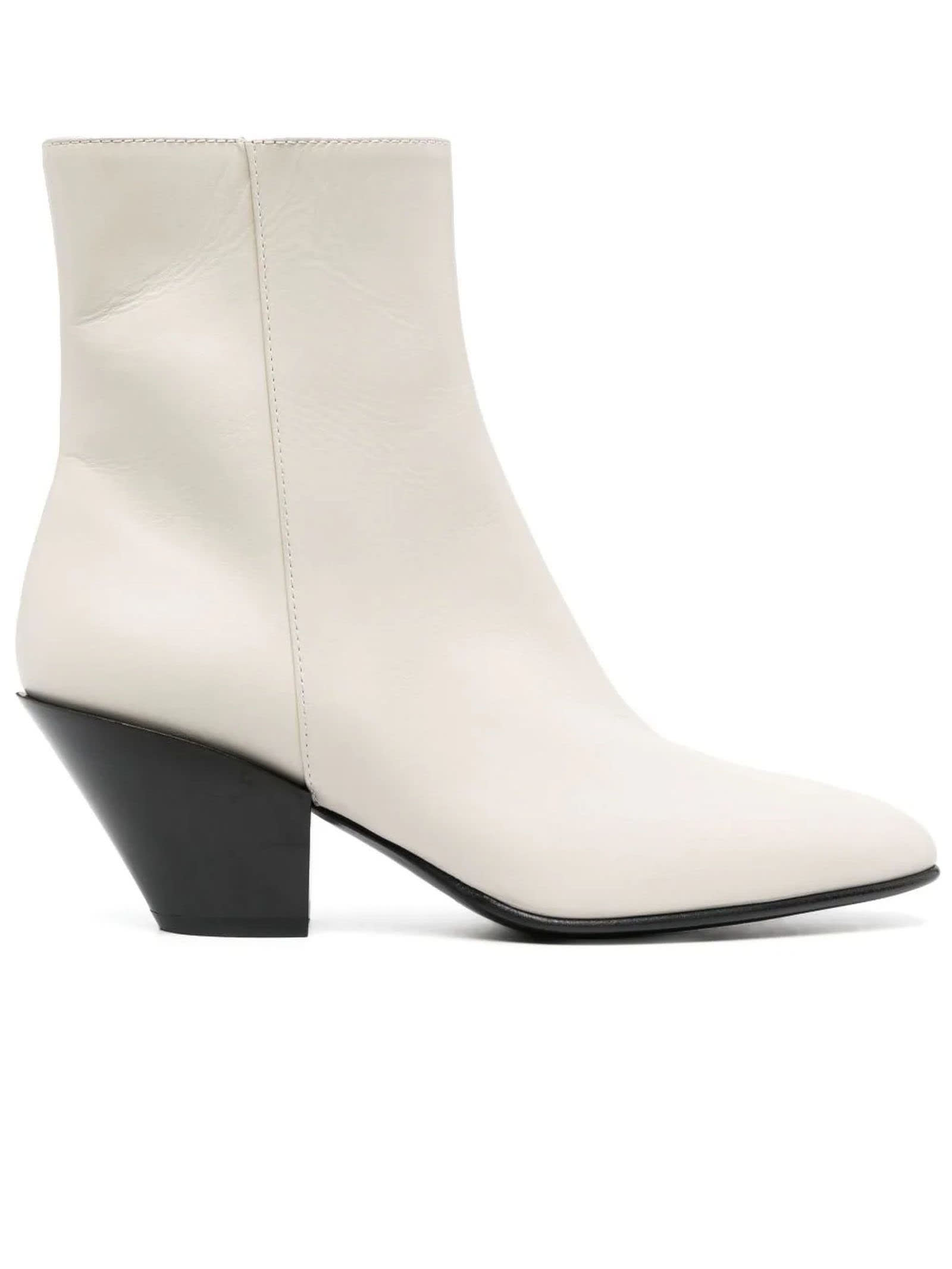 Bone White Calf Leather Allyk Ankle Boots