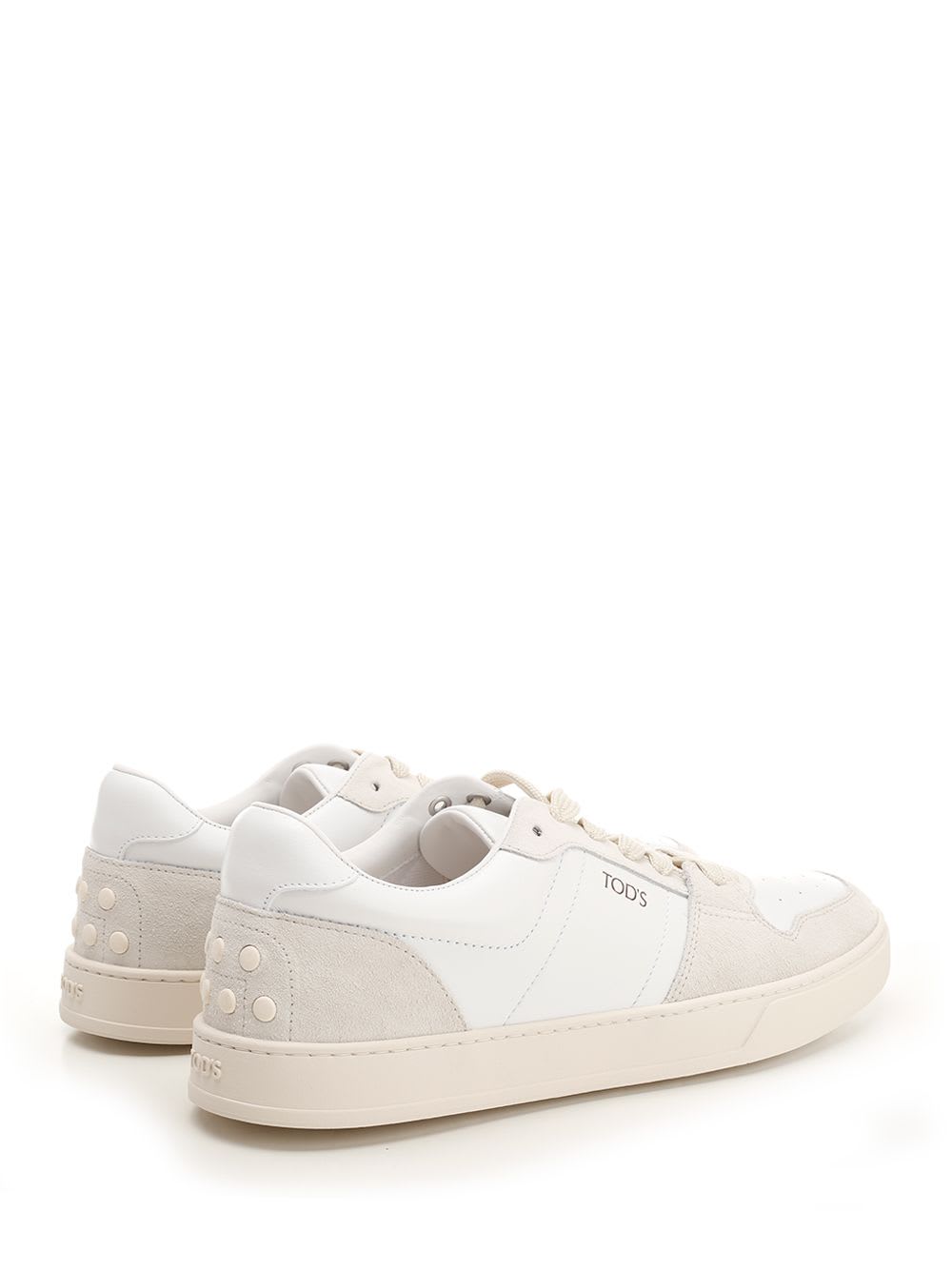 Shop Tod's Calfskin Sneakers In White