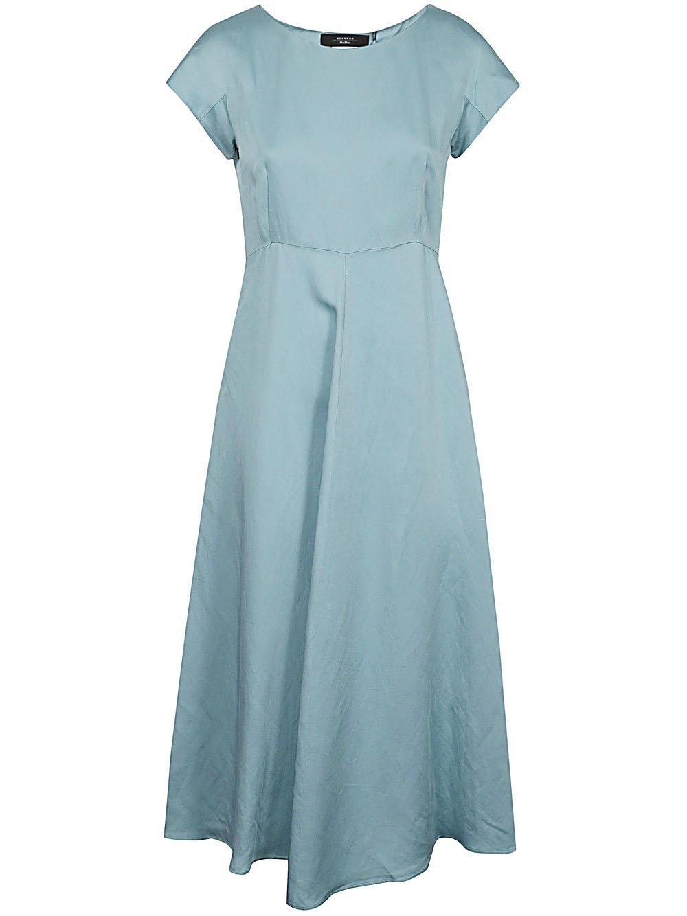 Shop Weekend Max Mara Boat Neck Short-sleeved Dress In Azzurro