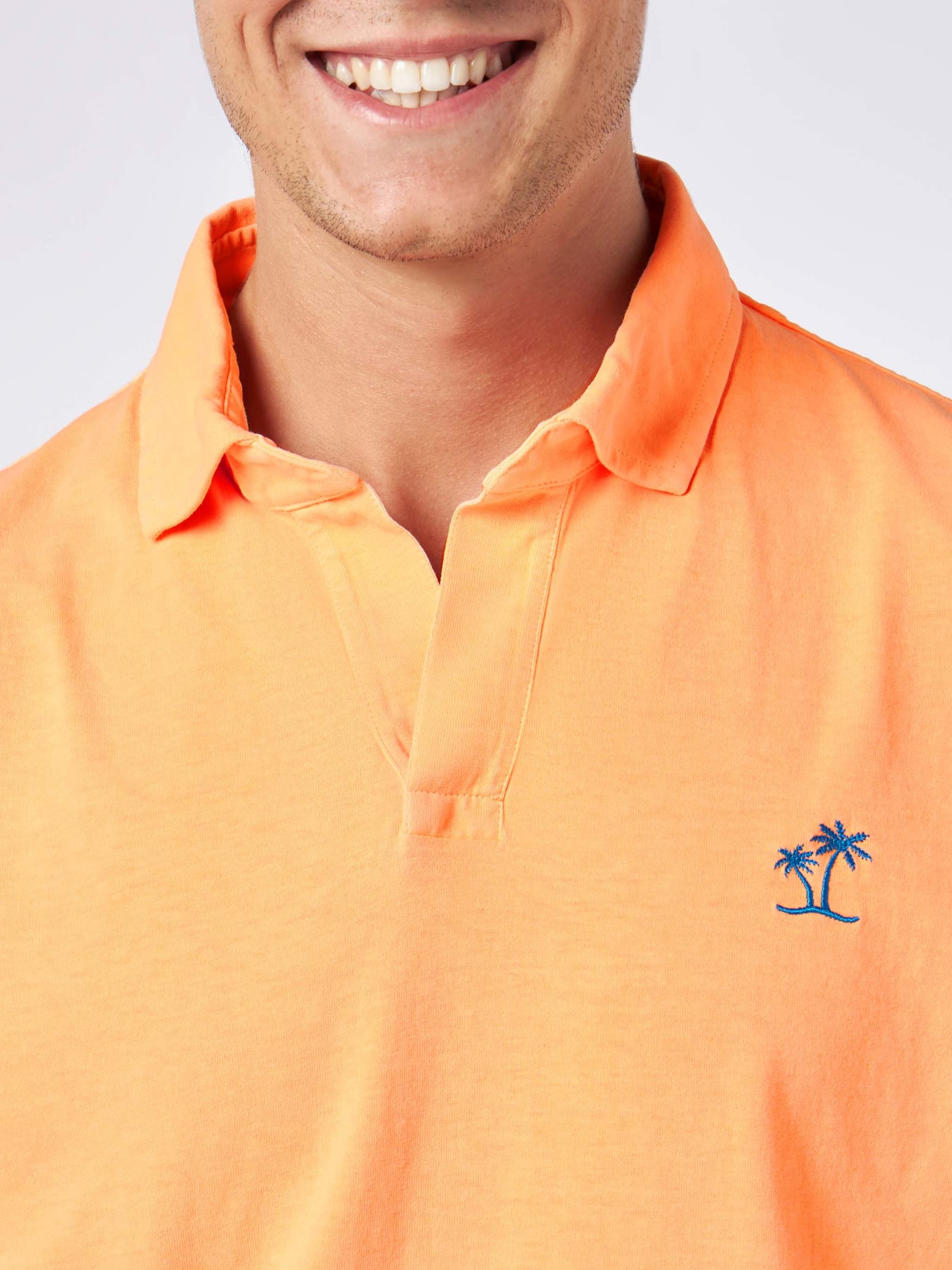 Shop Mc2 Saint Barth Man Orange Cotton Jersey Polo In Fluo