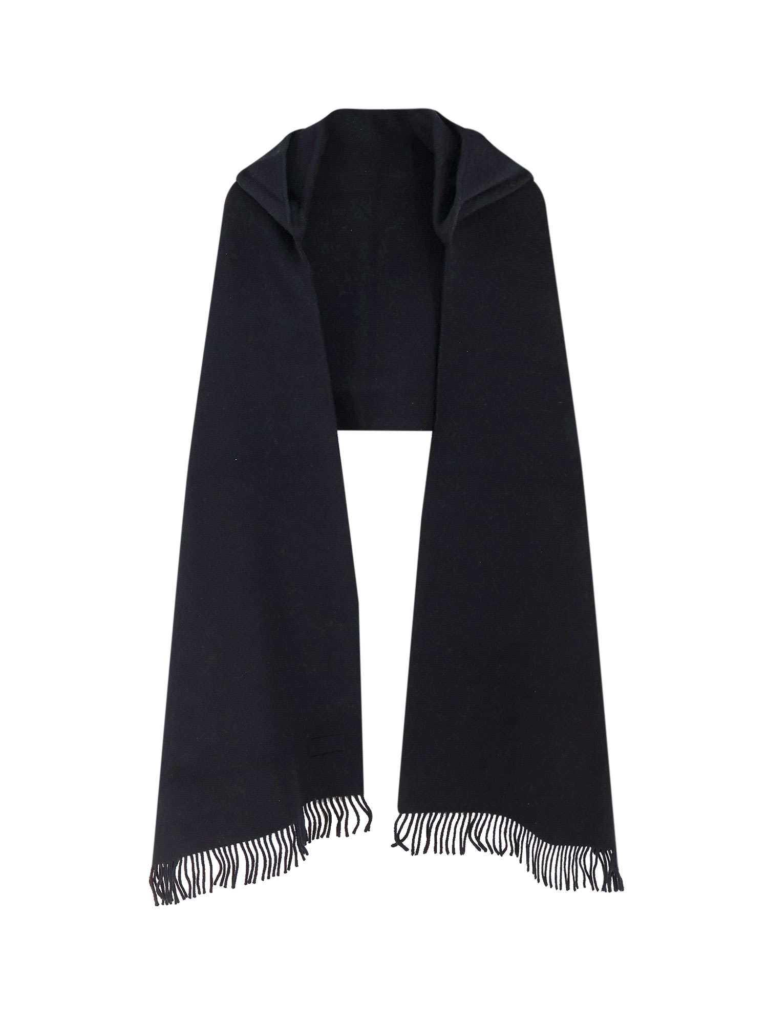 Brunello Cucinelli Wool And Cashmere Scarf With Hood In Black