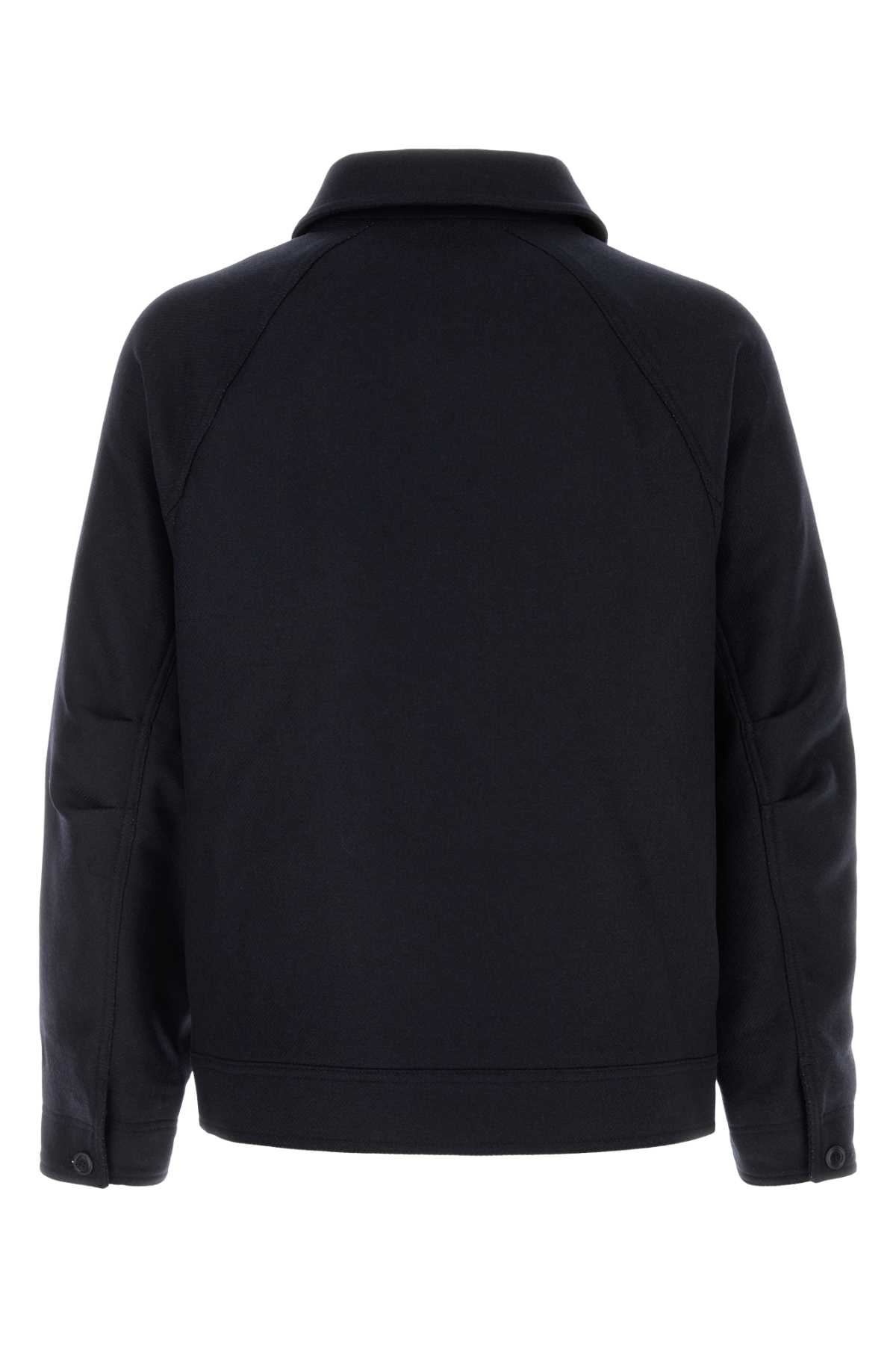 Apc A.p.c. Midnight Blue Wool Blend Jacket In Black