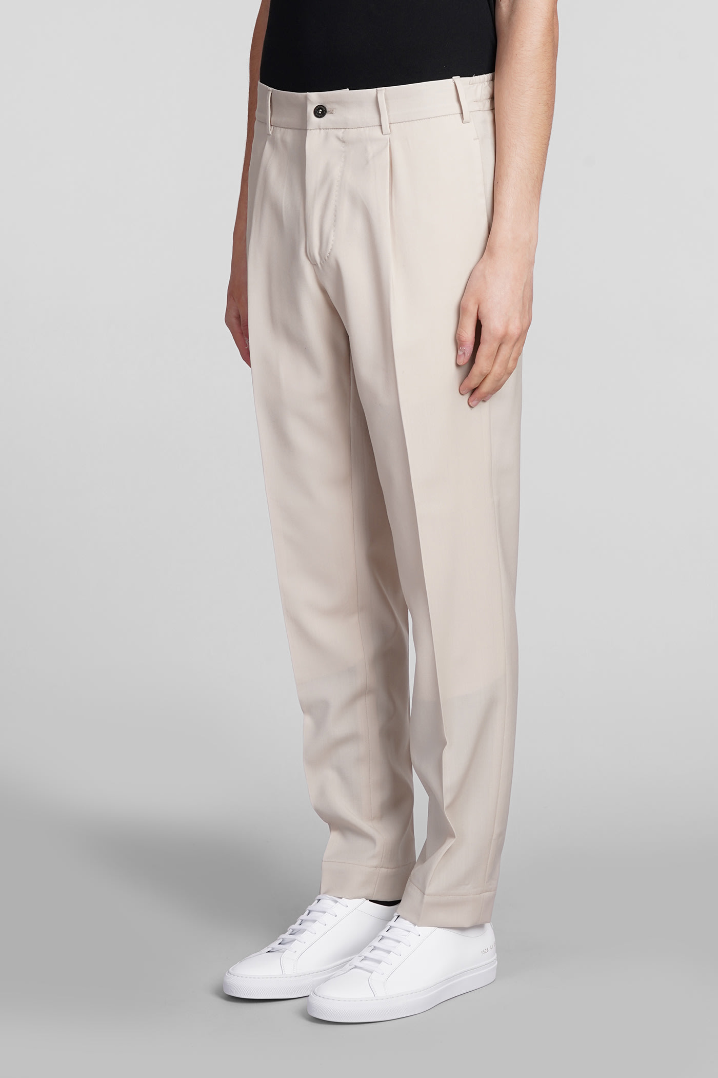 Shop Santaniello Pants In Beige Wool