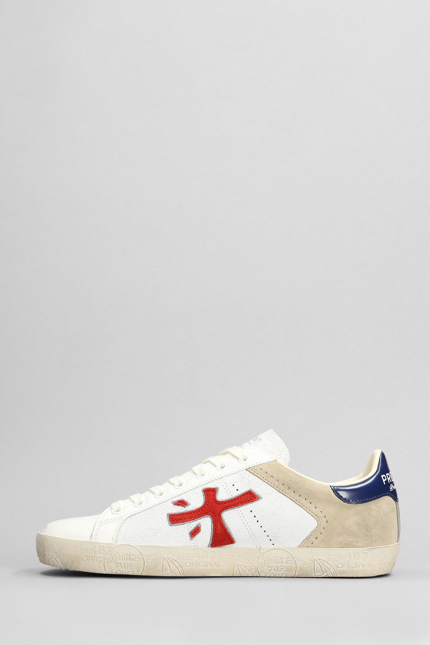 Shop Premiata Steven Sneakers In White Suede And Leather